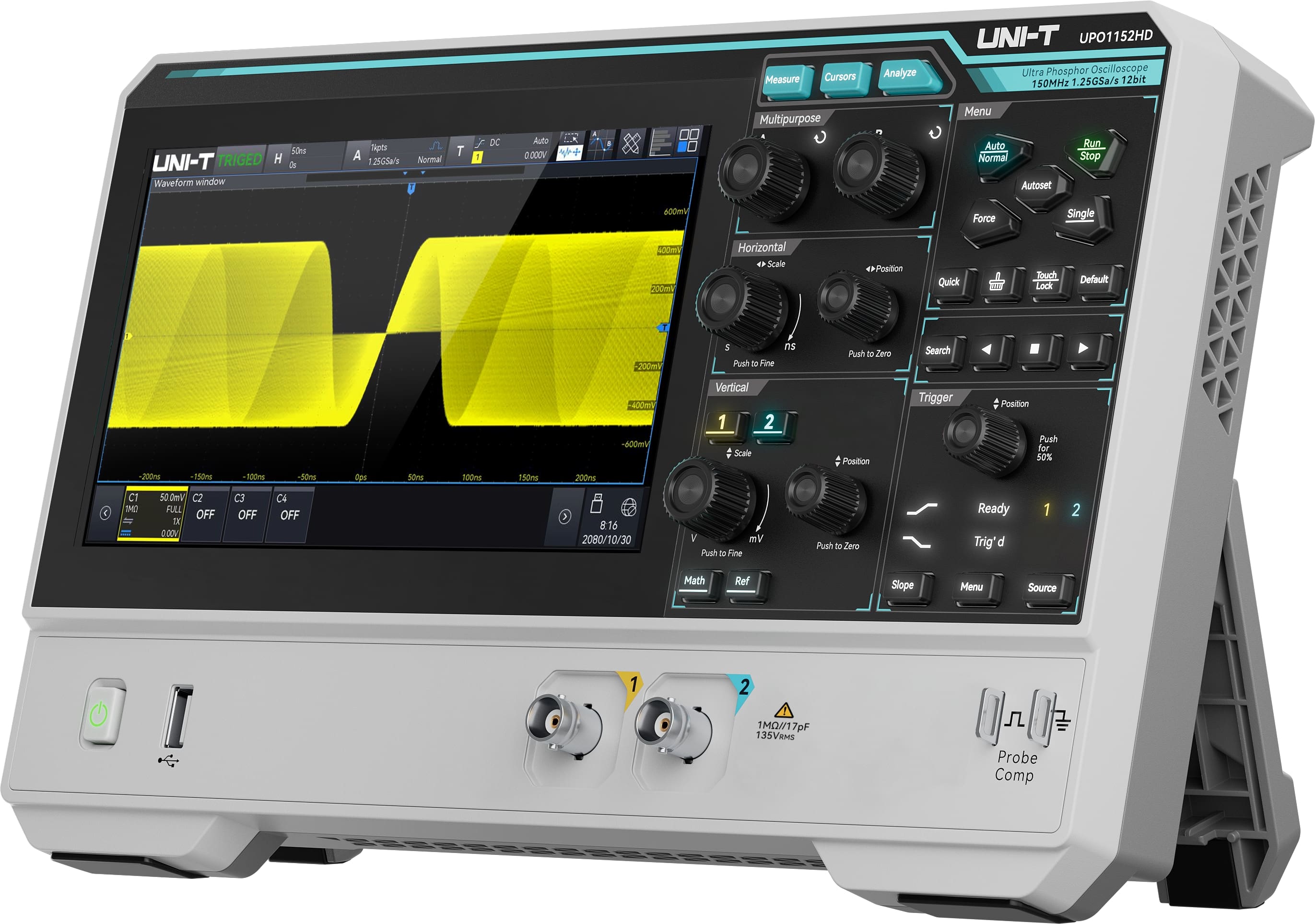 UNI-T Oszilloskop UPO1152HD, 2 Kanäle, 1,25 GS/s, 150 MHz