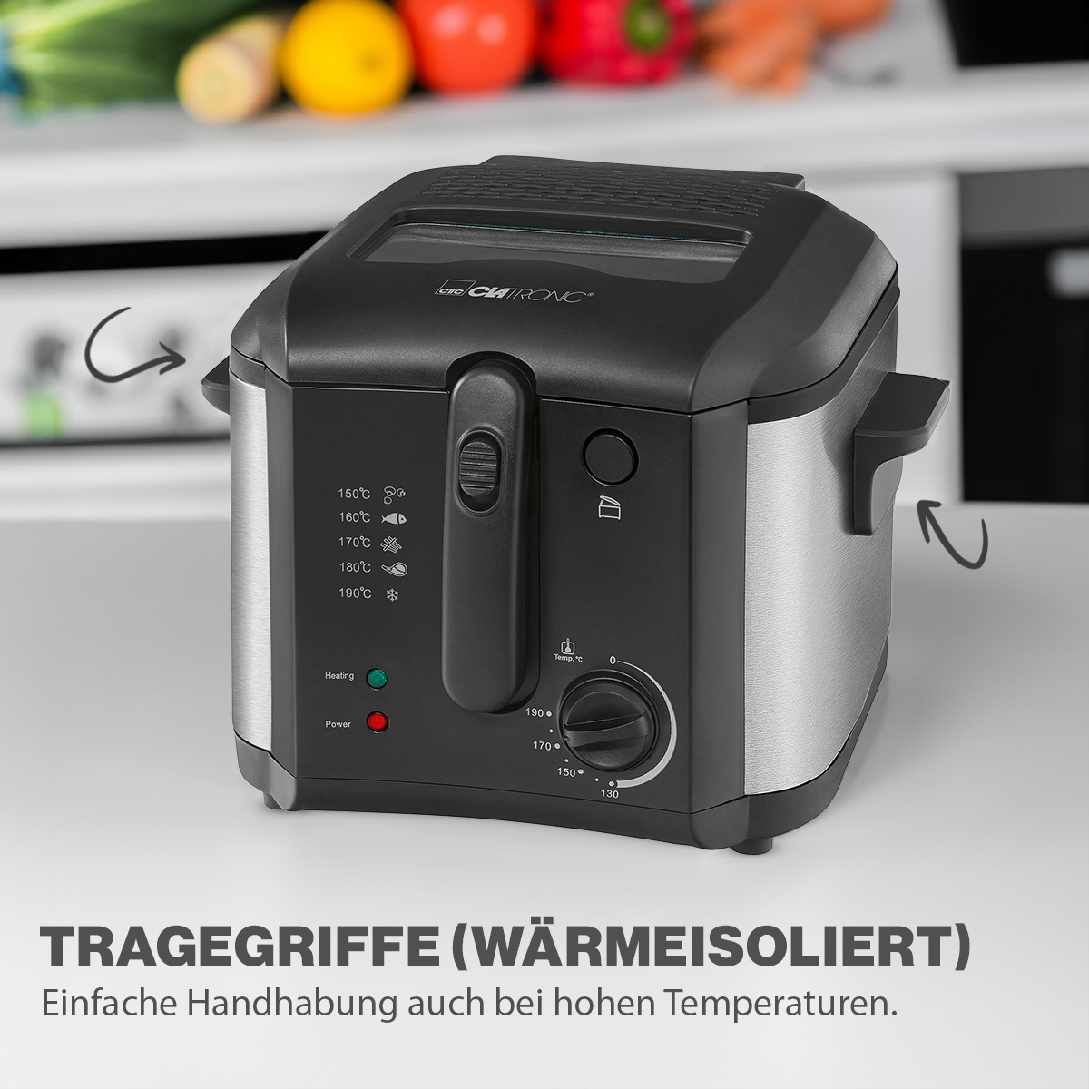 CLATRONIC Fritteuse 2,5L (Öl) FR 3649, antihaftbeschichtet, 1600W, schwarz CLATRONIC Fritteuse 2,5L (Öl) FR 3649, antihaftbeschichtet, 1600W, schwarz