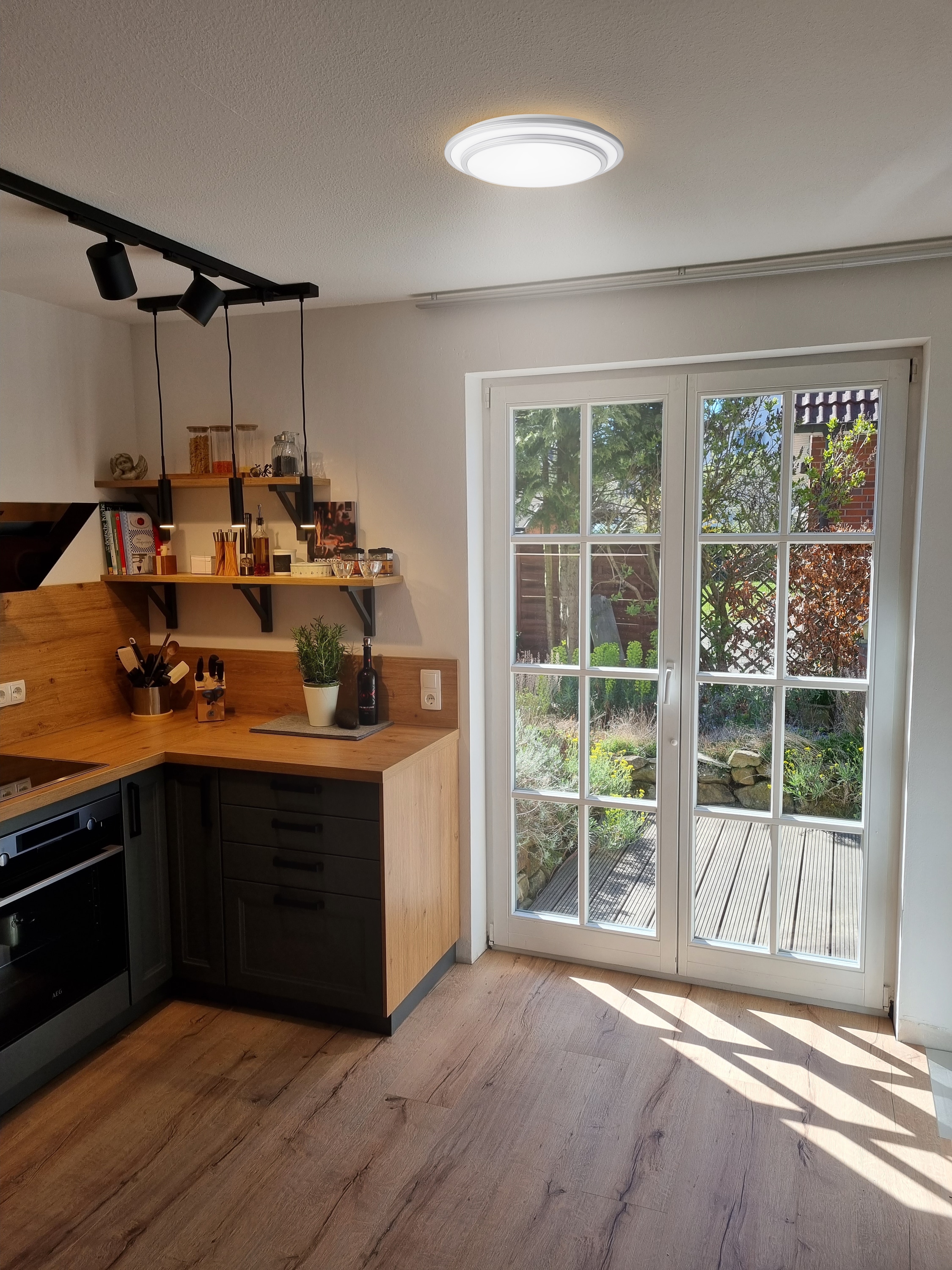 BLULAXA LED-Wand-und Deckenleuchte Nia-S, 16 W, 3000 K, 2000 lm, warmweiß, IP20, weiß/silber, 285 mm