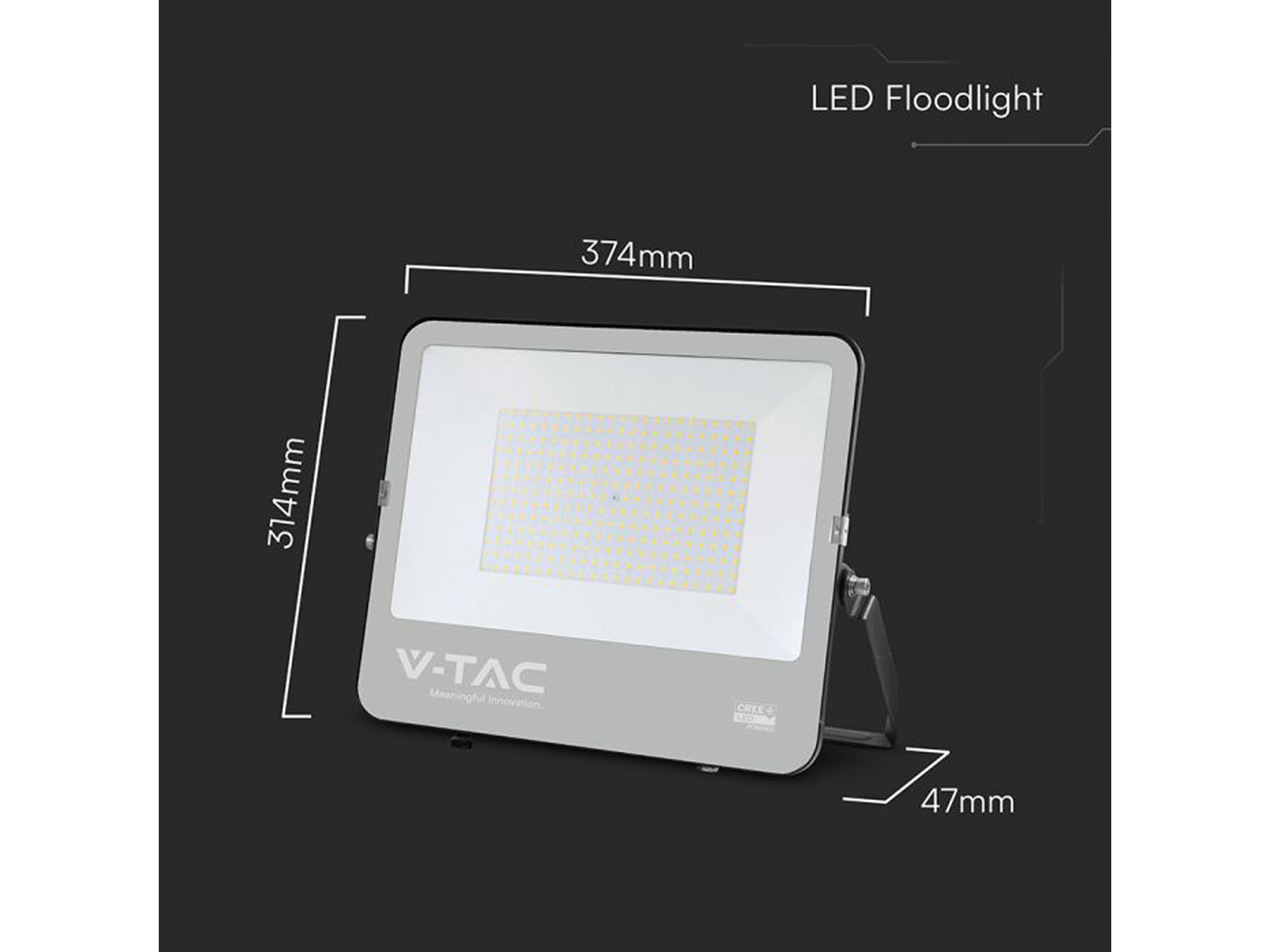 V-TAC LED-Fluter VT-44201, 200W, 4000K, EEK: D, 27000lm, neutralweiß, IP65, schwarz