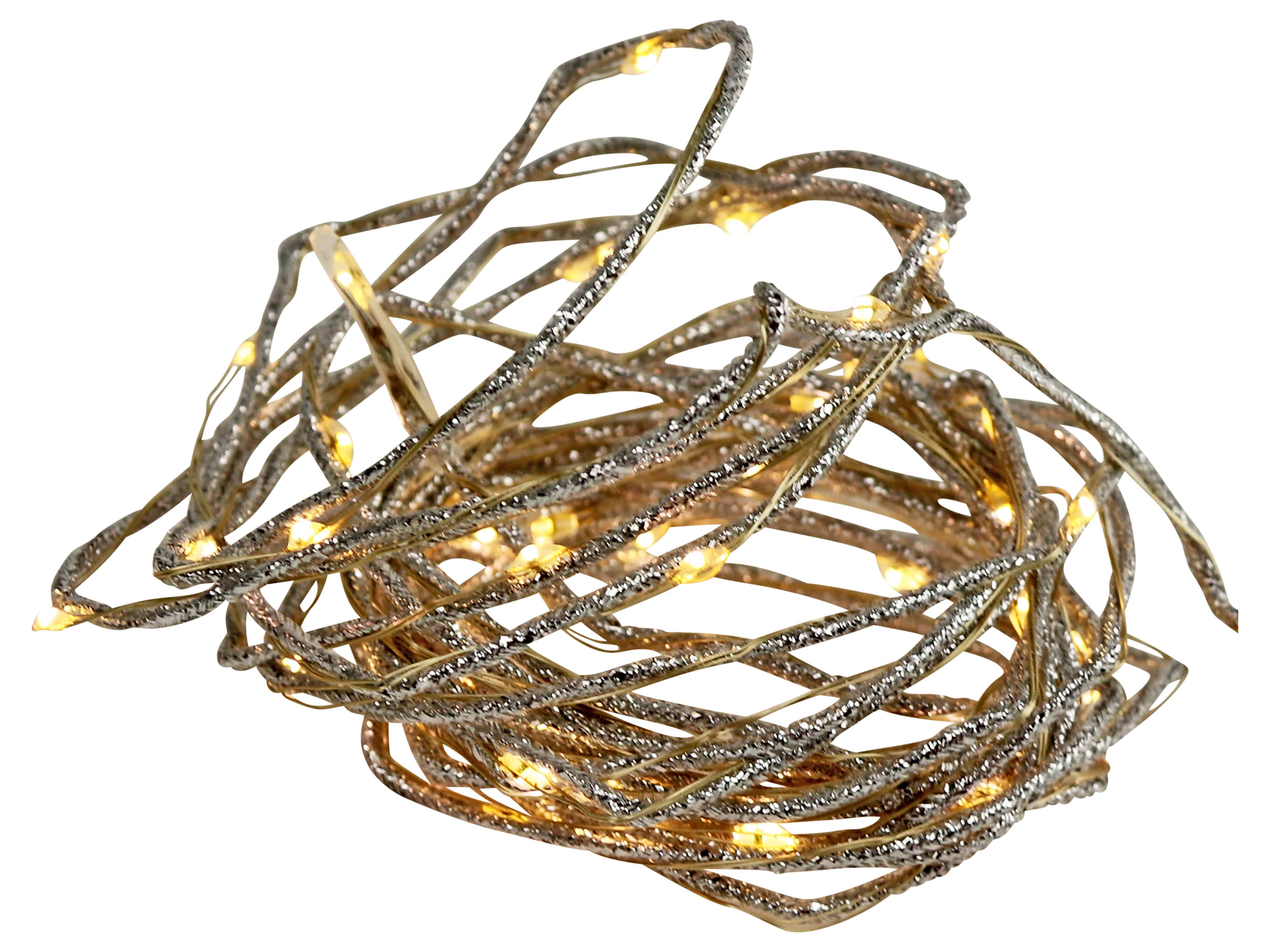 LED-Lichterkette Silberschmuckband, 40 LEDs, warmweiß, 4 m