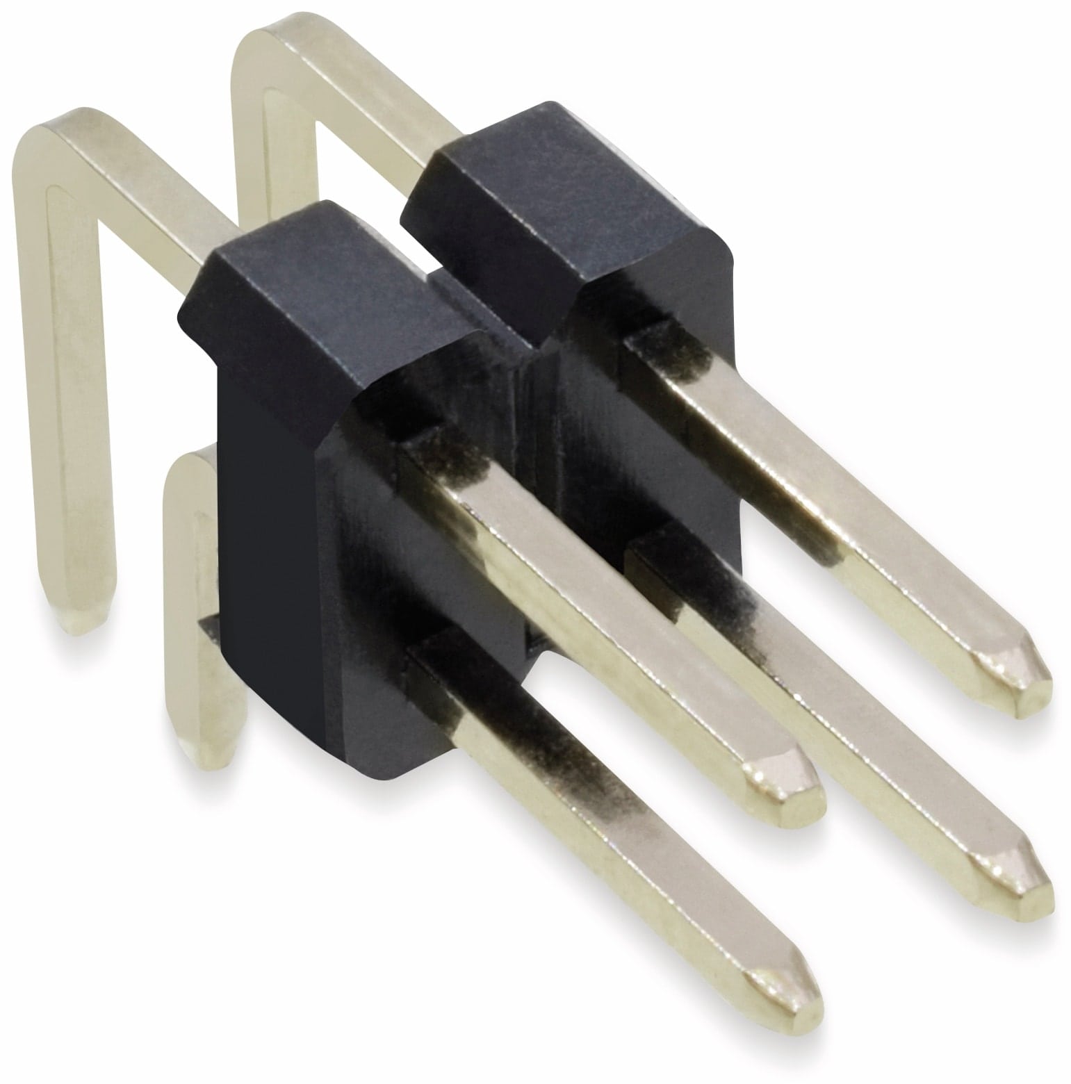 Stiftleiste, 2 x 2, 2,54 mm, gewinkelt, 0,8µ Au (Gold), 5 Stück Stiftleiste, 2 x 2, 2,54 mm, gewinkelt, 0,8µ Au (Gold), 5 Stück