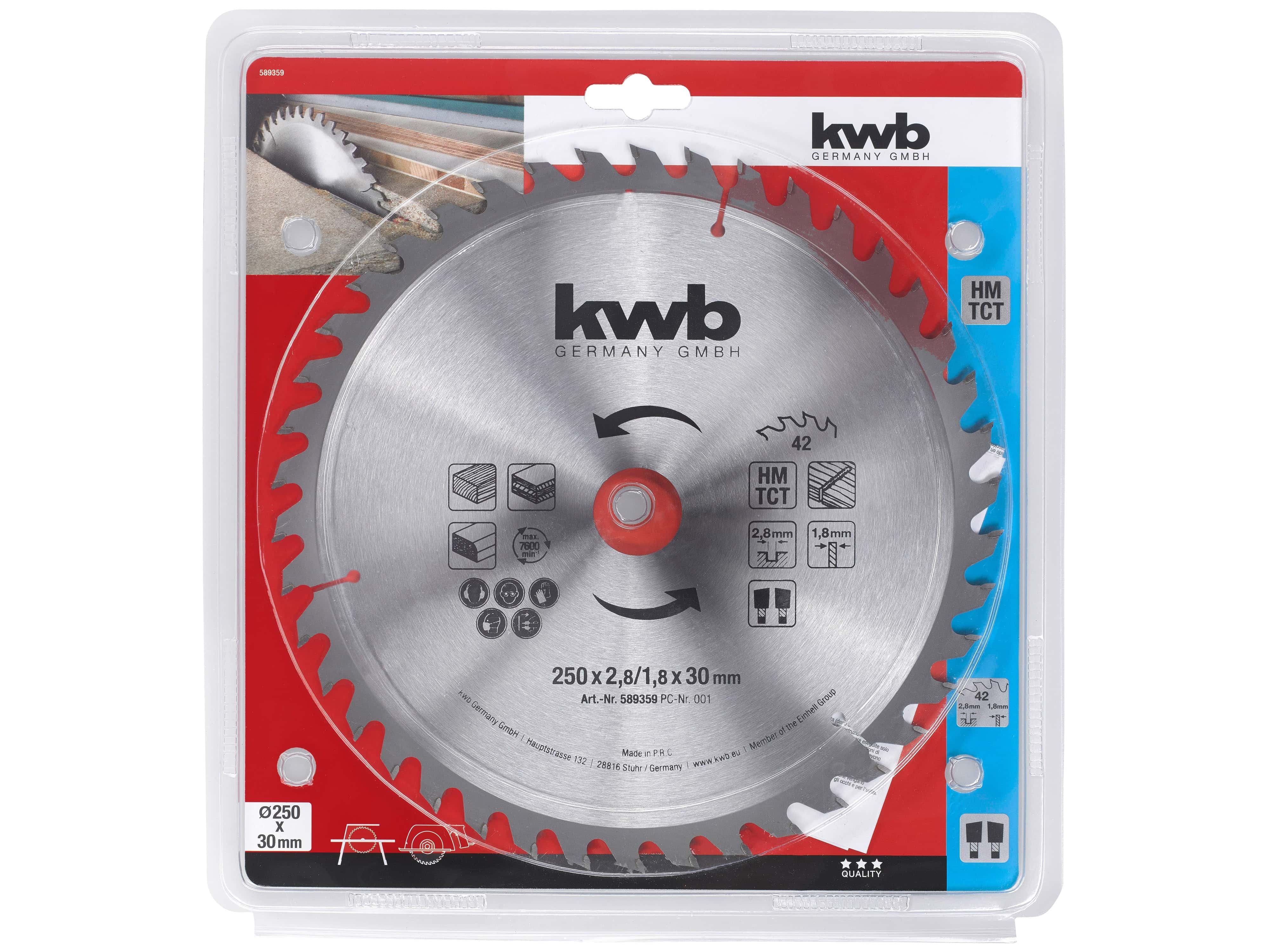 KWB Kreissägeblatt, 589359, 250x30 mm, 42 Zähne KWB Kreissägeblatt, 589359, 250x30 mm, 42 Zähne