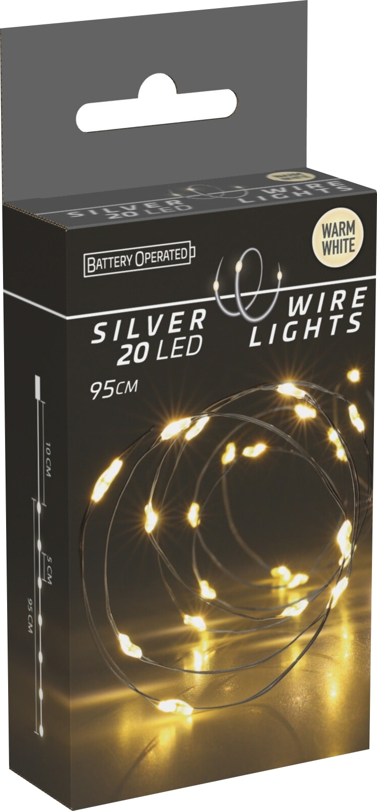LED-Lichterkette Silberdraht 20 LEDs, warmweiß, Batteriebetrieb LED-Lichterkette Silberdraht 20 LEDs, warmweiß, Batteriebetrieb