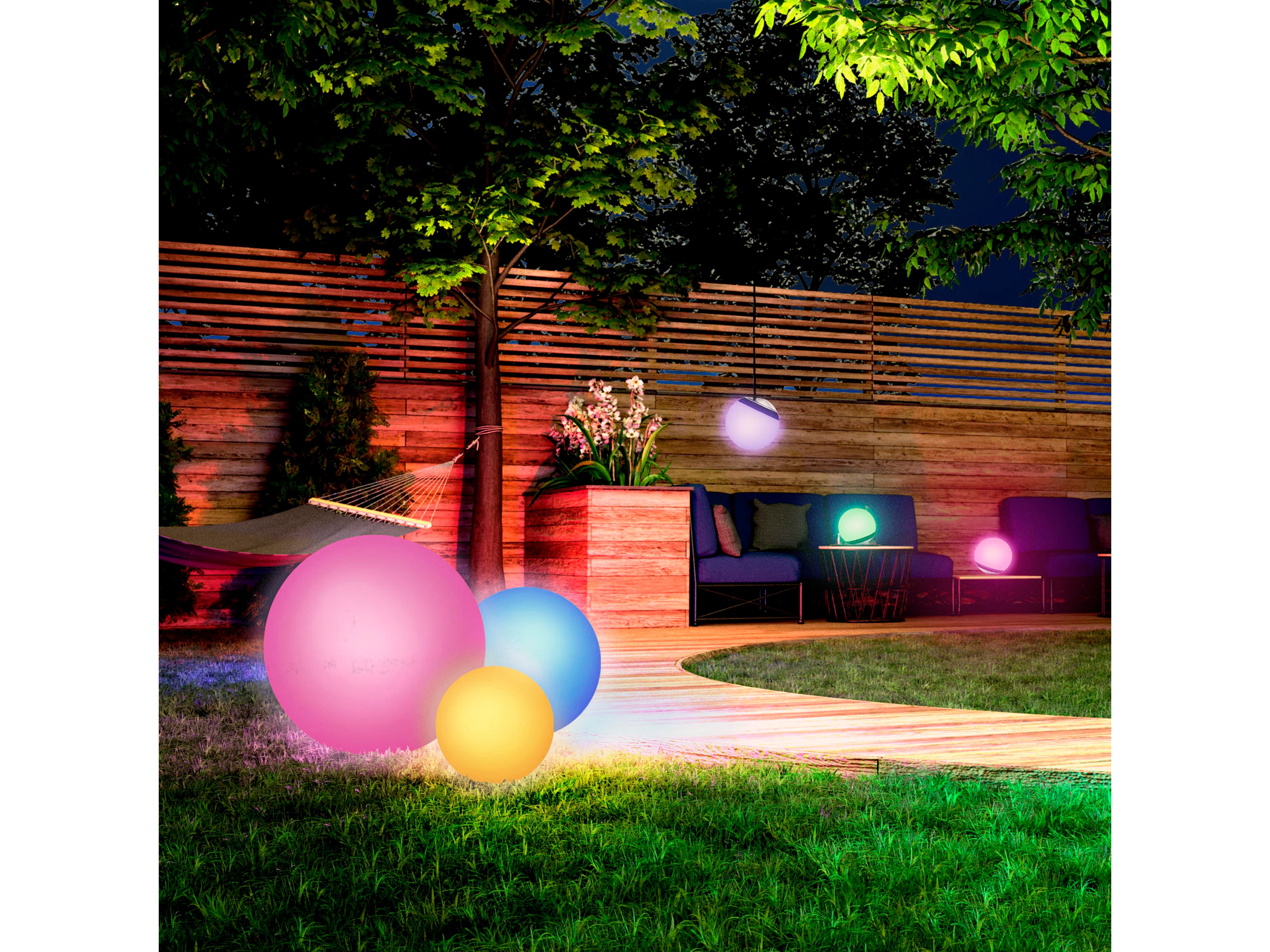 TINT Müller-Licht Solar LED-Gartenleuchte Calluna, Ø 45 cm, RGB+W