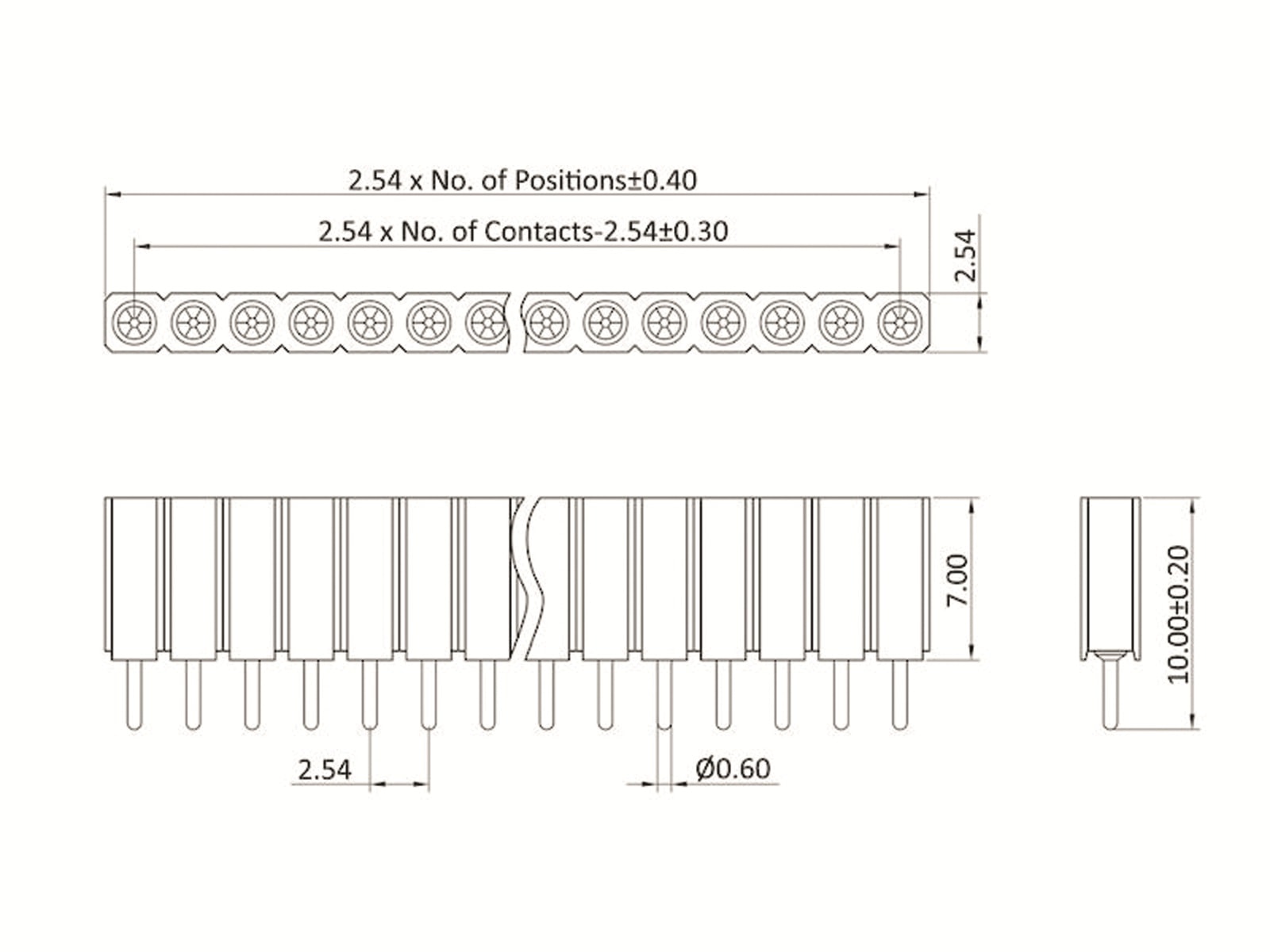 ECON CONNECT Kontaktbuchse, 1 x 40-polig, Höhe 7 mm, RM 2,54 mm