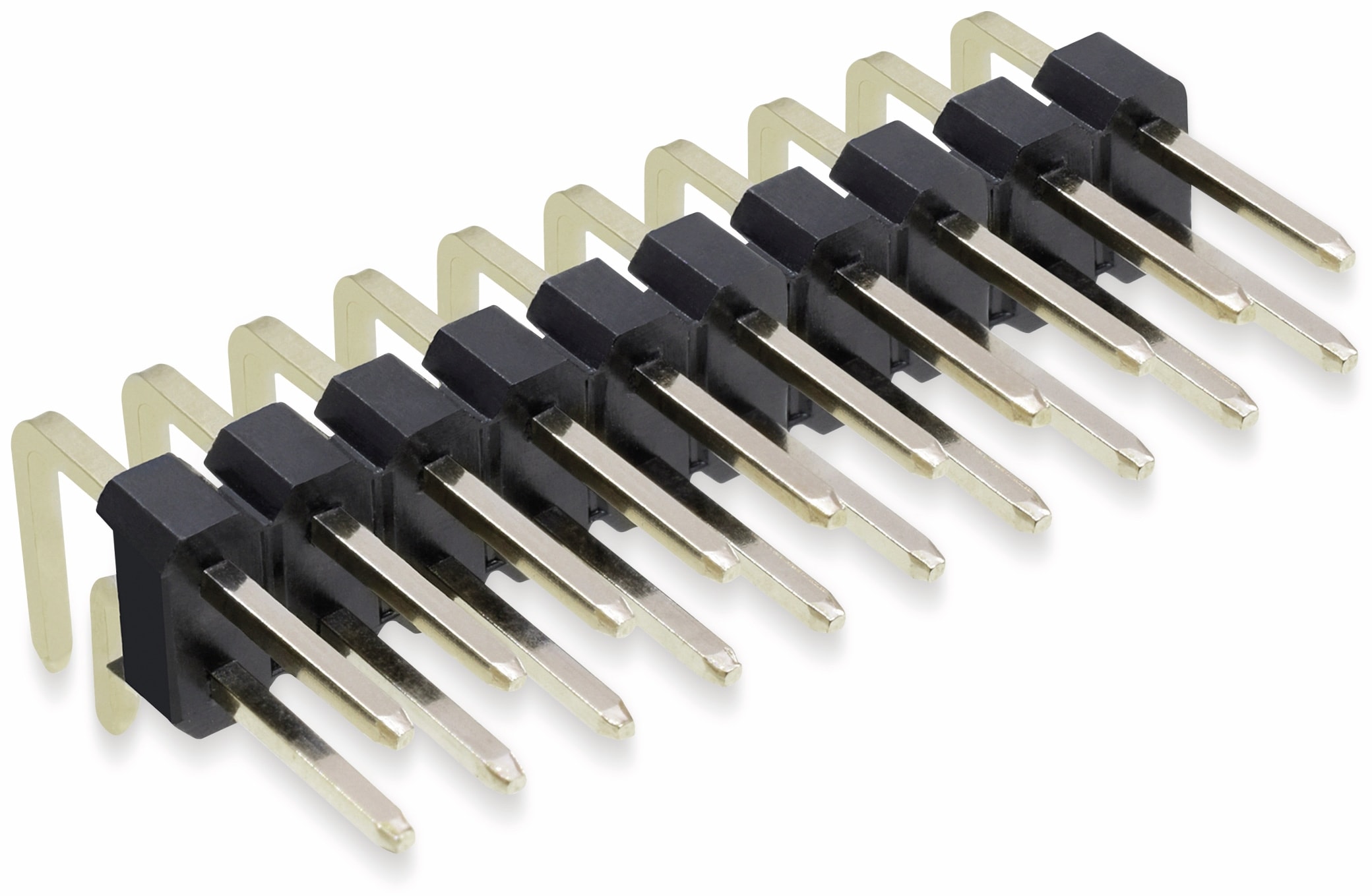 Stiftleiste, 2 x 10, 2,54 mm, gewinkelt, 0,8µ Au (Gold), 5 Stück Stiftleiste, 2 x 10, 2,54 mm, gewinkelt, 0,8µ Au (Gold), 5 Stück
