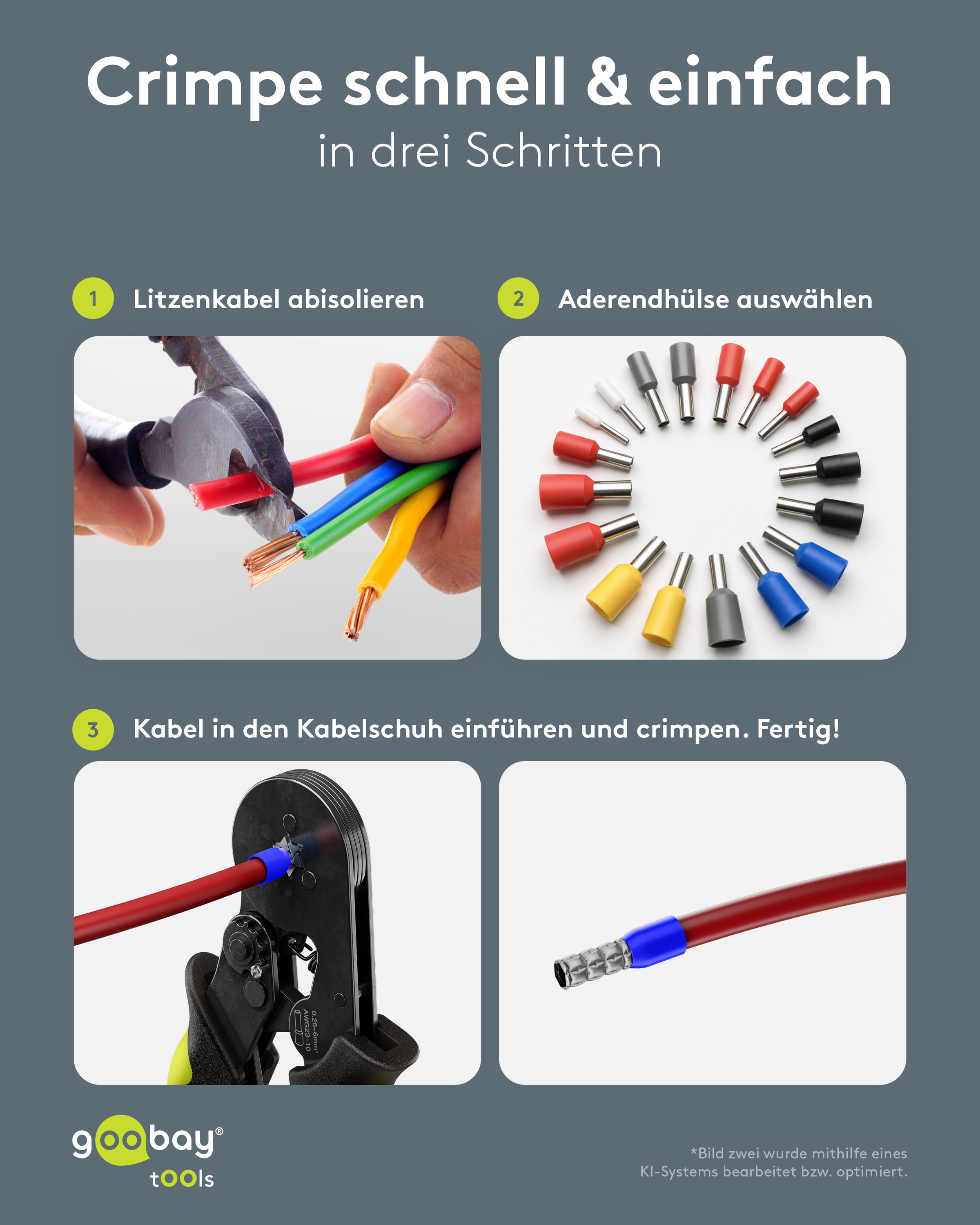 GOOBAY TOOLS Sechskant-Crimpzange, für Aderendhülsen