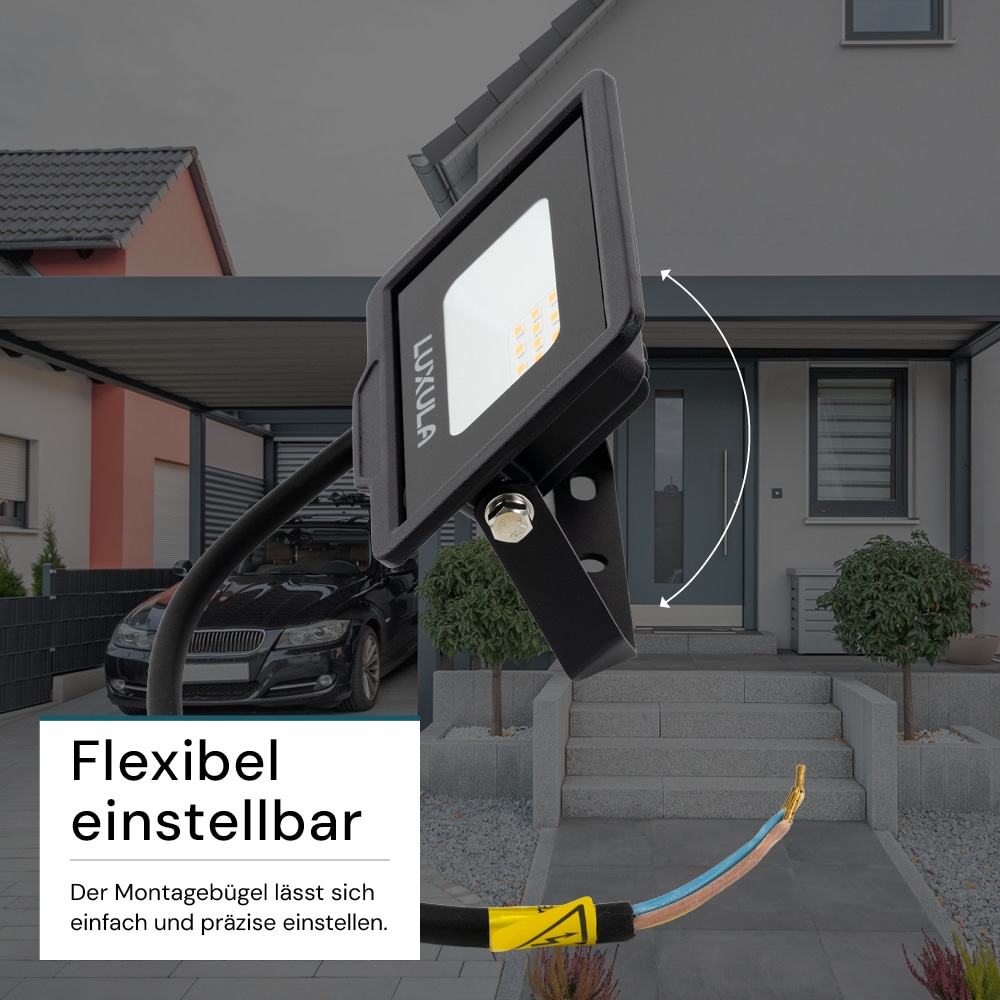 LUXULA LED-Fluter, EEK: F, 10W, 1000lm, 4000K, schwarz