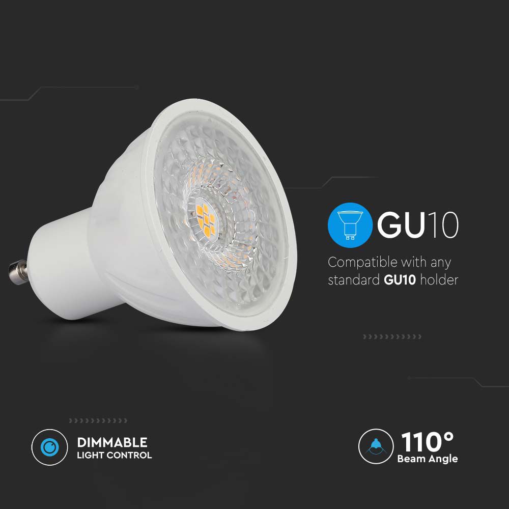 V-TAC LED-Lampe VT-21198, GU10, EEK: F, 6 W, 445 lm, 3000 K