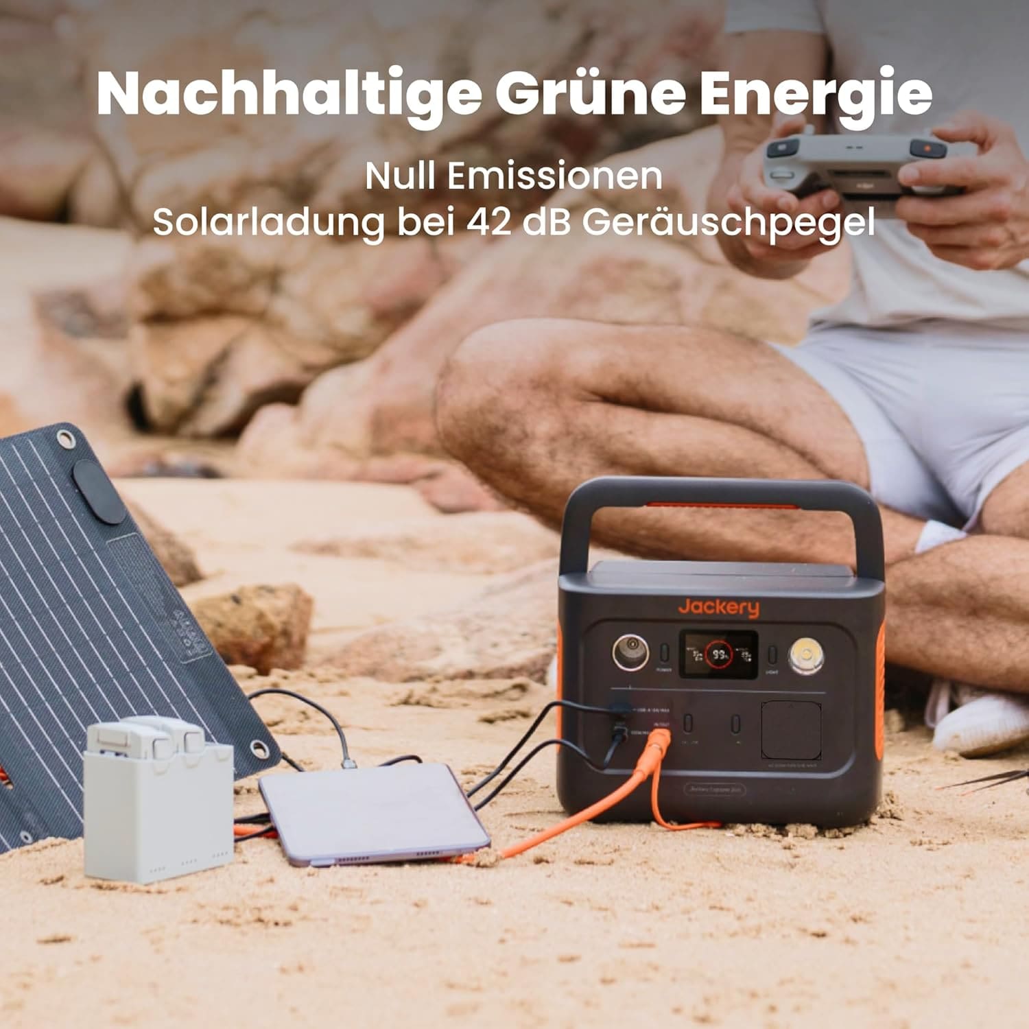 JACKERY Powerstation Explorer 240 V2, LiFePO4, 256 Wh, 300 W, 5-Port, USB-C PD 100 W, faltbarer Tragegriff