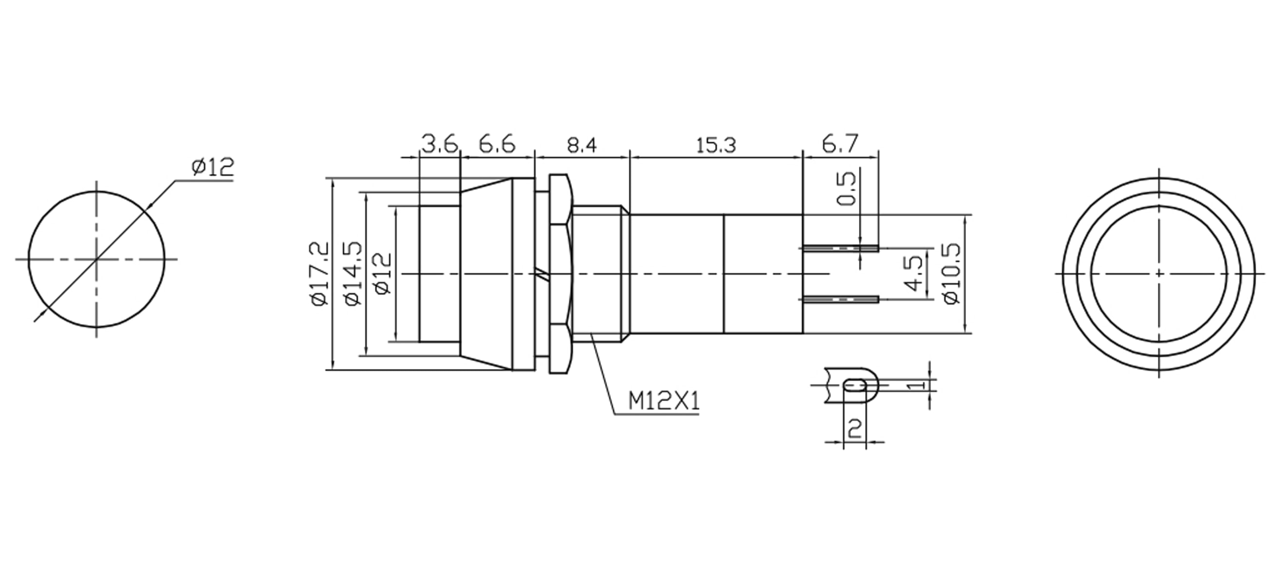 Einbau-Drucktaster PBS-11B, rund, Schließer, gelb Einbau-Drucktaster PBS-11B, rund, Schließer, gelb