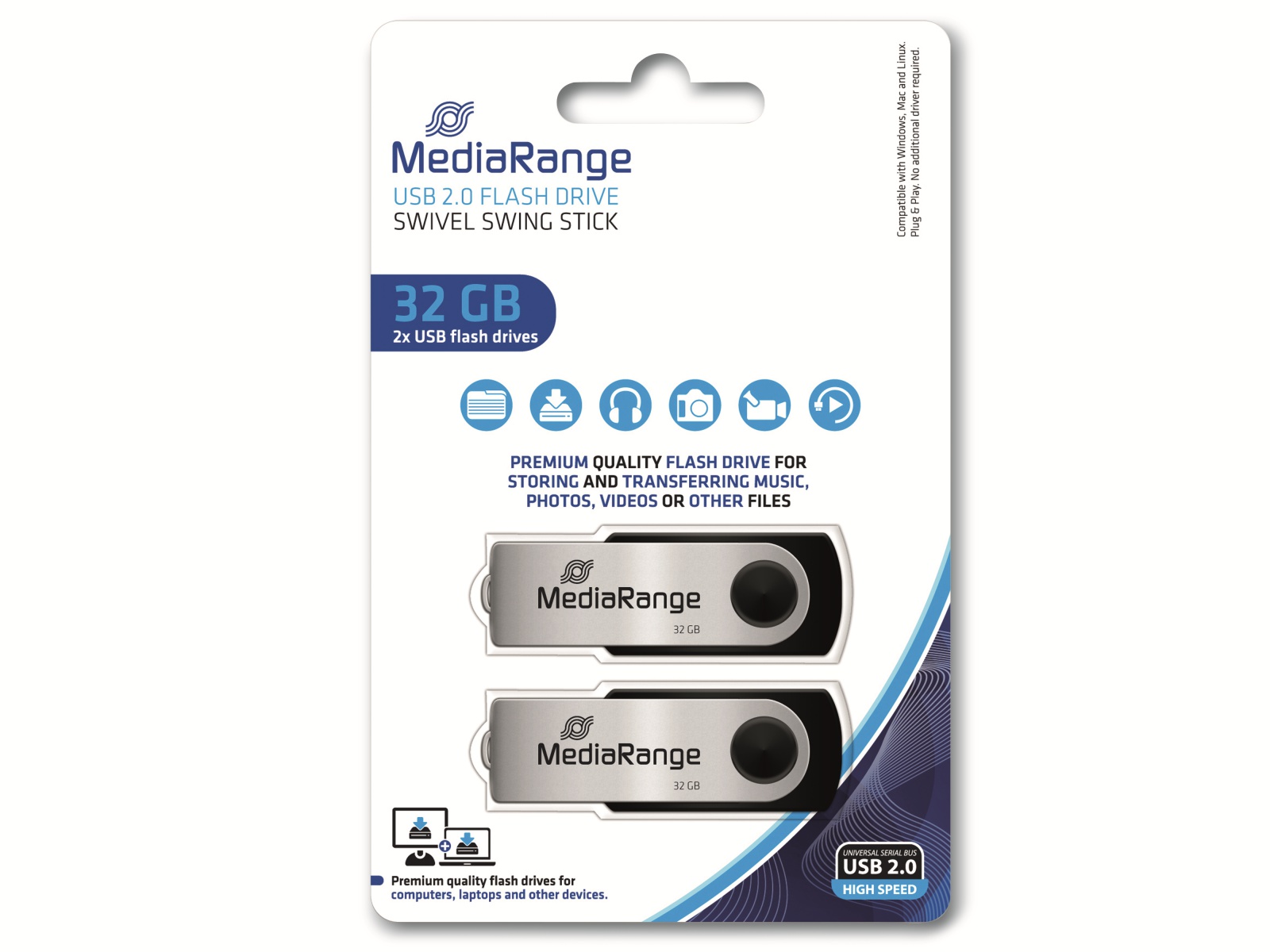 MEDIARANGE USB-Stick MR911-2, USB 2.0, 32 GB, 2er Pack MEDIARANGE USB-Stick MR911-2, USB 2.0, 32 GB, 2er Pack
