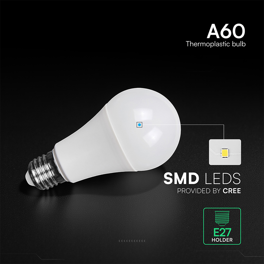 V-TAC LED-Lampe VT-2173516, EEK: F, 10,5W, 1055lm, 6500K, E27, A60, 200°
