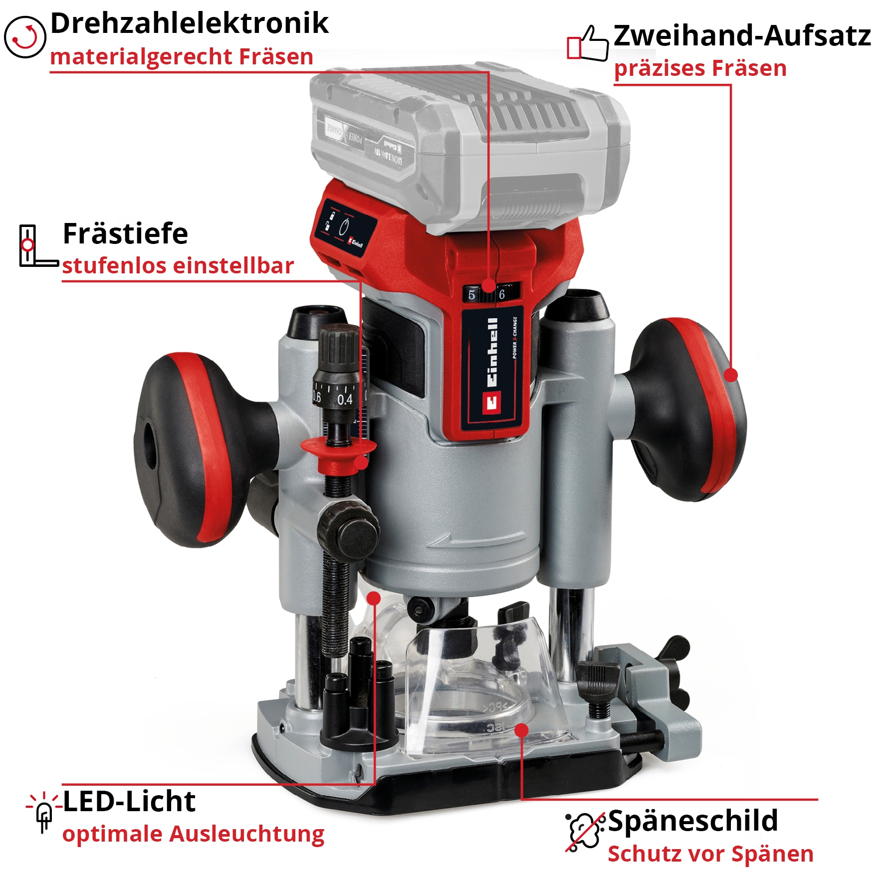 EINHELL PROFESSIONAL Akku-Ober/-Kantenfräse TP-RO 18 Set Li BL, Solo EINHELL Akku-Ober/-Kantenfräse TP-RO 18 Set Li BL, Solo