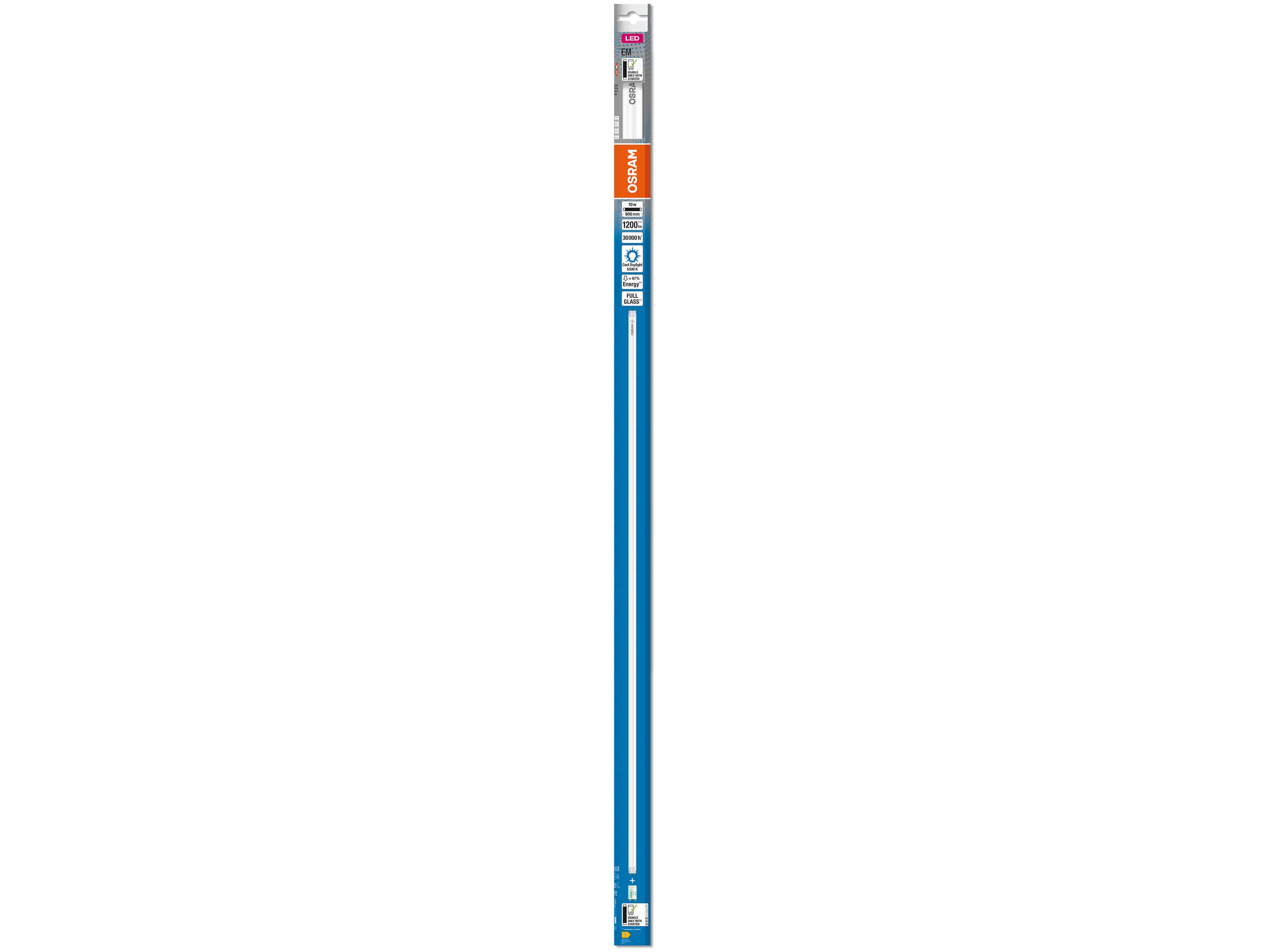OSRAM LED-Röhre, T8, 900mm, G13, EEK: E, 10W, 1200lm, 6500K OSRAM LED-Röhre, T8, 900mm, G13, EEK: E, 10W, 1200lm, 6500K