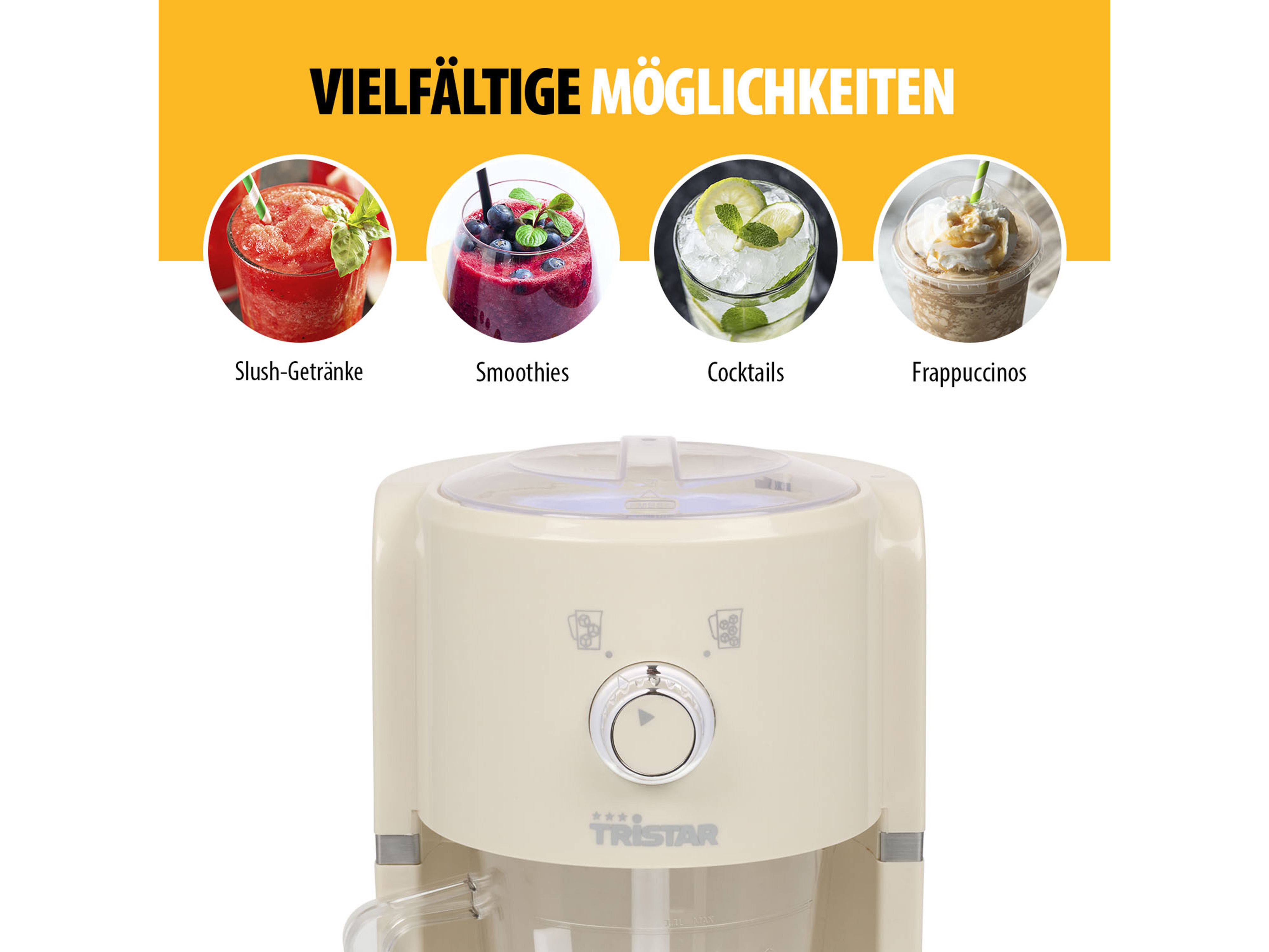 TRISTAR Slush-Eismaschine KD-7310, Slushy Maker, leistungsstarker 30W-Motor