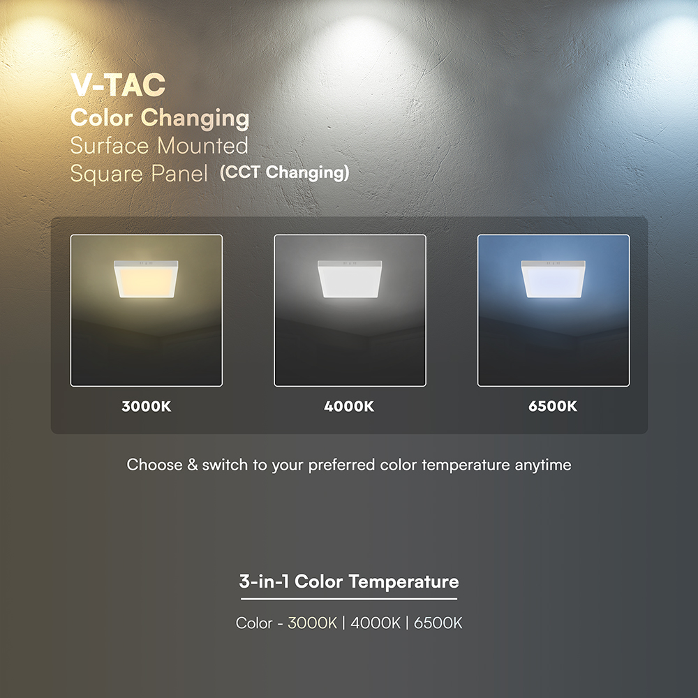 V-TAC LED-Deckenleuchte VT-104956, EEK: E, 12 W, 1320 lm, 3000…6500 K