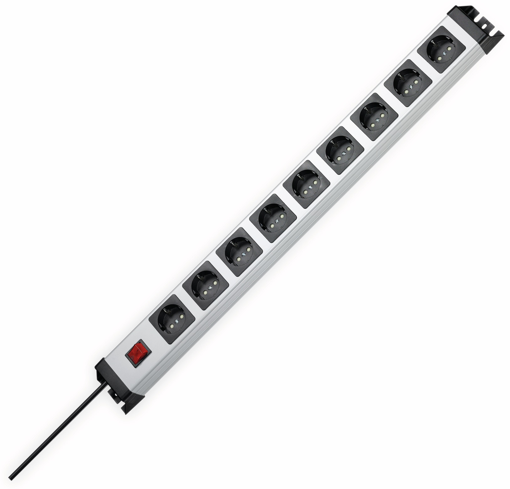 KOPP Steckdosenleiste POWERversal, 9-fach, Schalter, silber/schwarz