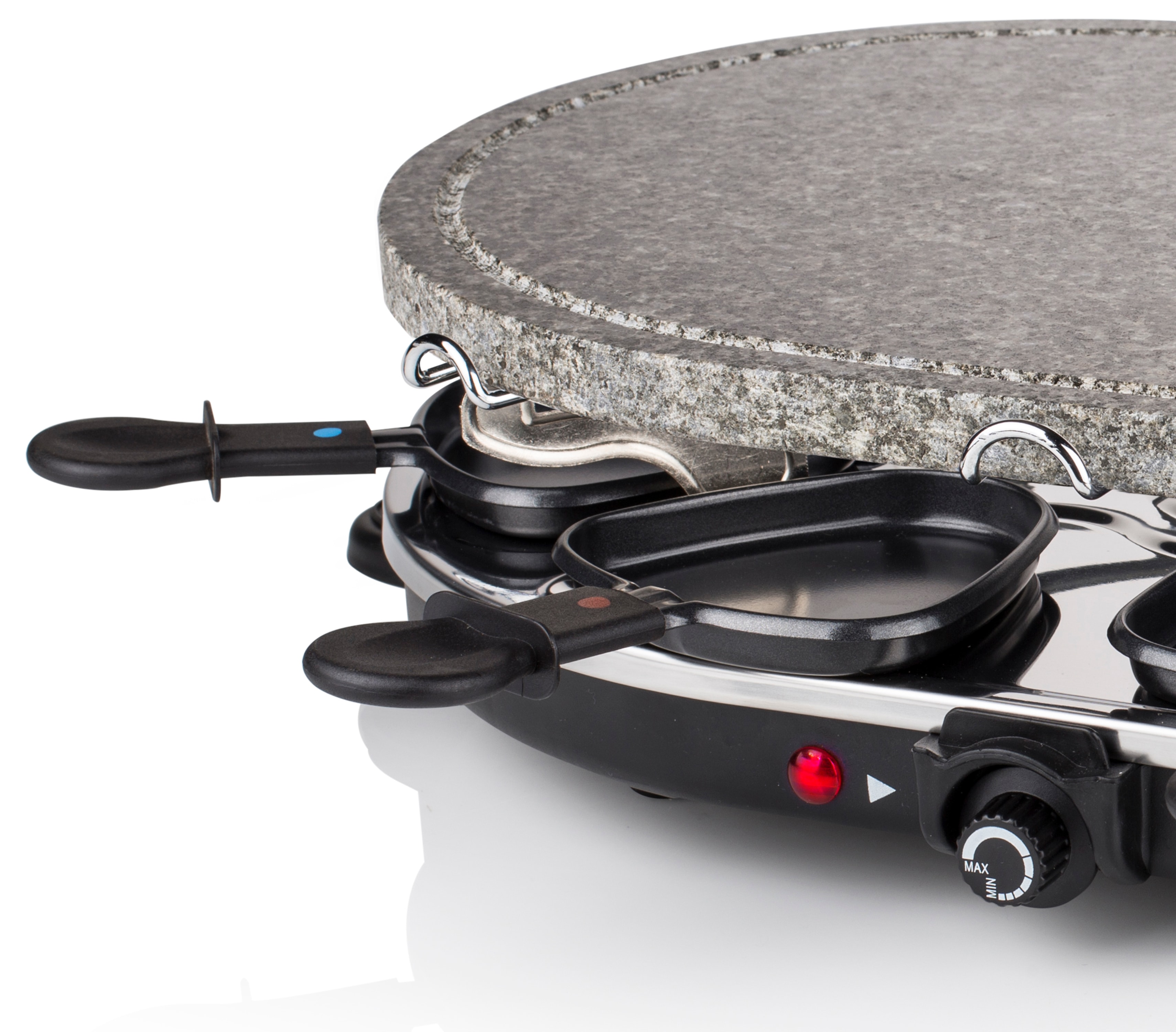 PRINCESS Raclette 8 Oval Steingrillplatte, 1200 W, 8 Pfännchen, 43x30 cm