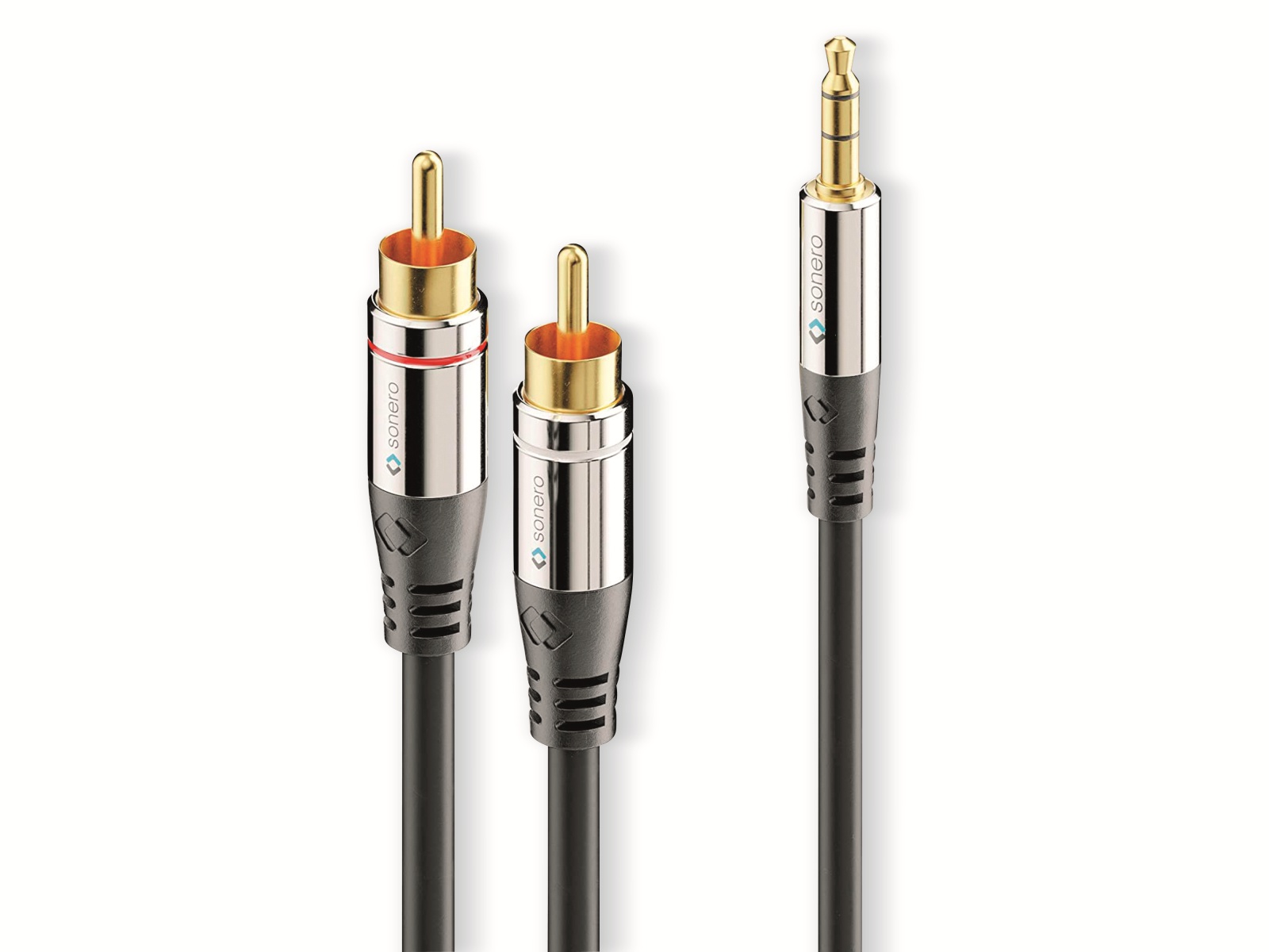 SONERO Audio-Adapterkabel, Klinke/Cinch, 3,5 mm, Stereo, 12,5 m, schwarz