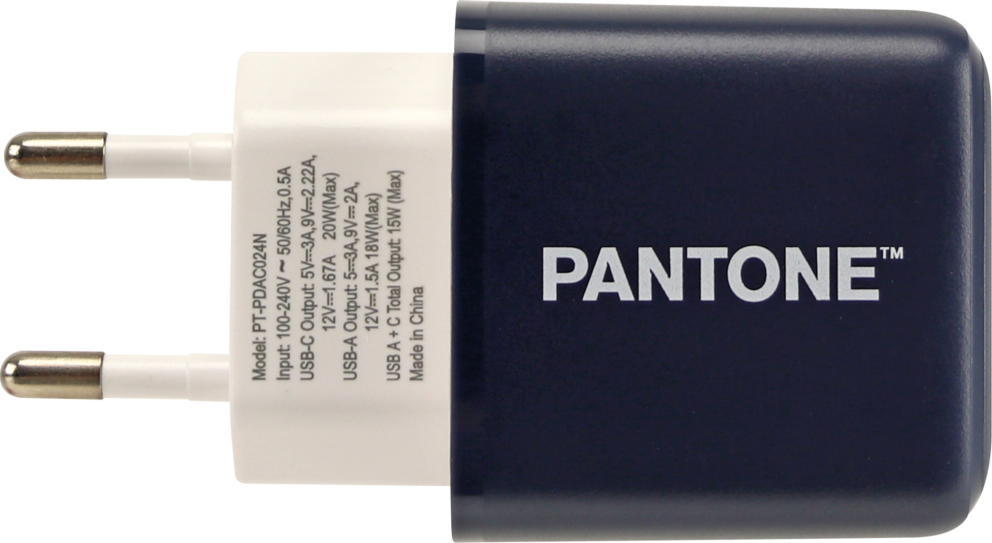PD-Schnellladegerät USB-A + USB-C PT-PDAC024N, dunkelblau