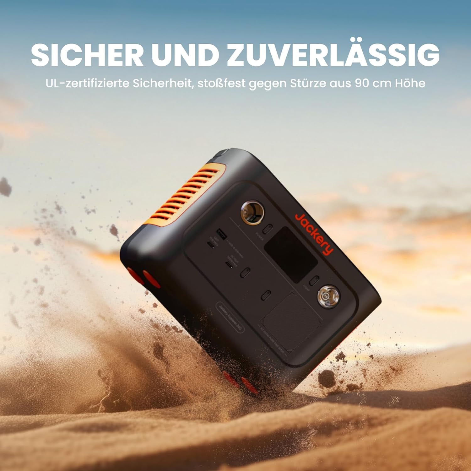 JACKERY Powerstation Explorer 240 V2, LiFePO4, 256 Wh, 300 W, 5-Port, USB-C PD 100 W, faltbarer Tragegriff