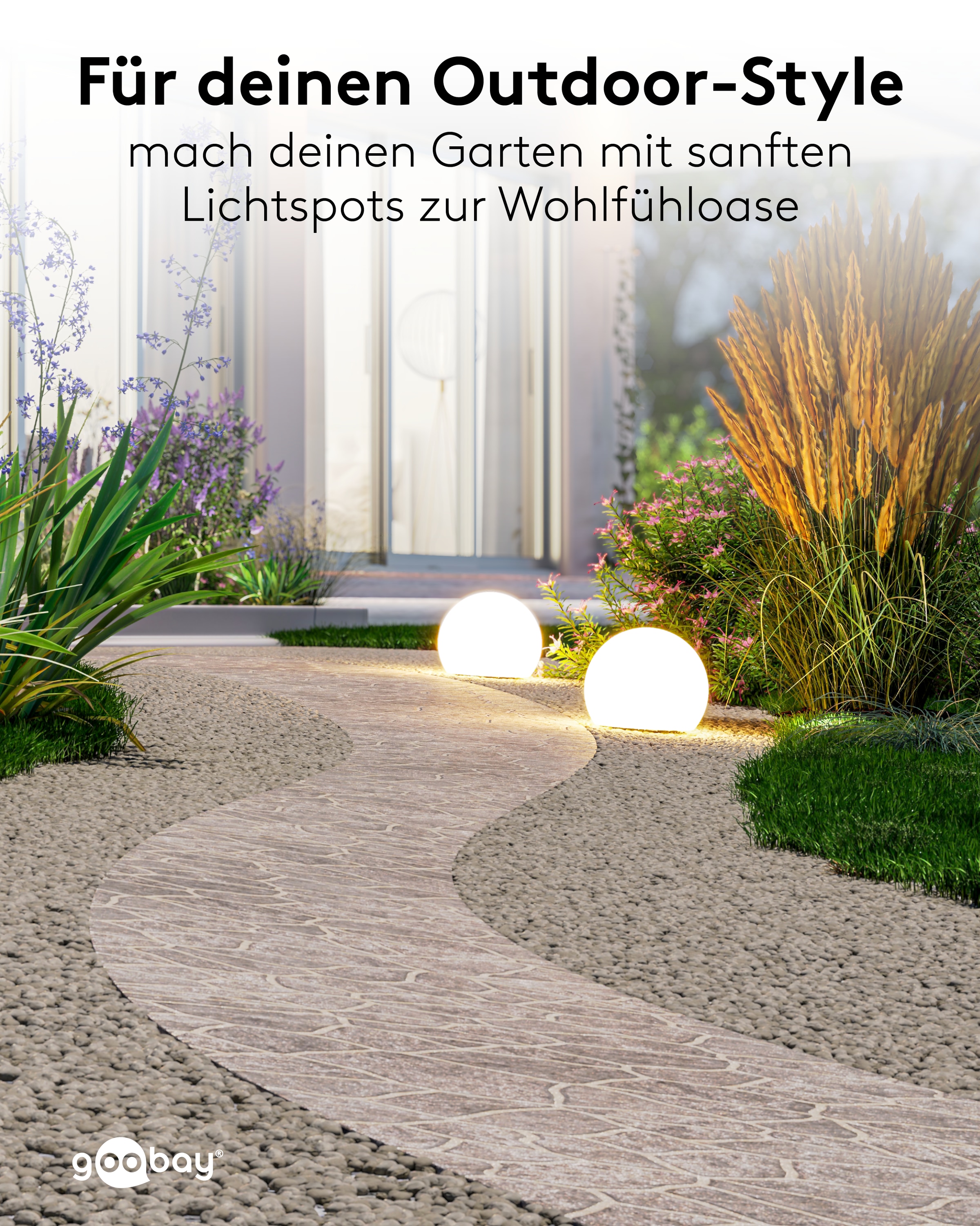 GOOBAY LED-Solar-Dekoleuchten, 20 cm, Kugel, Größe M, RGBW, 2 Stück
