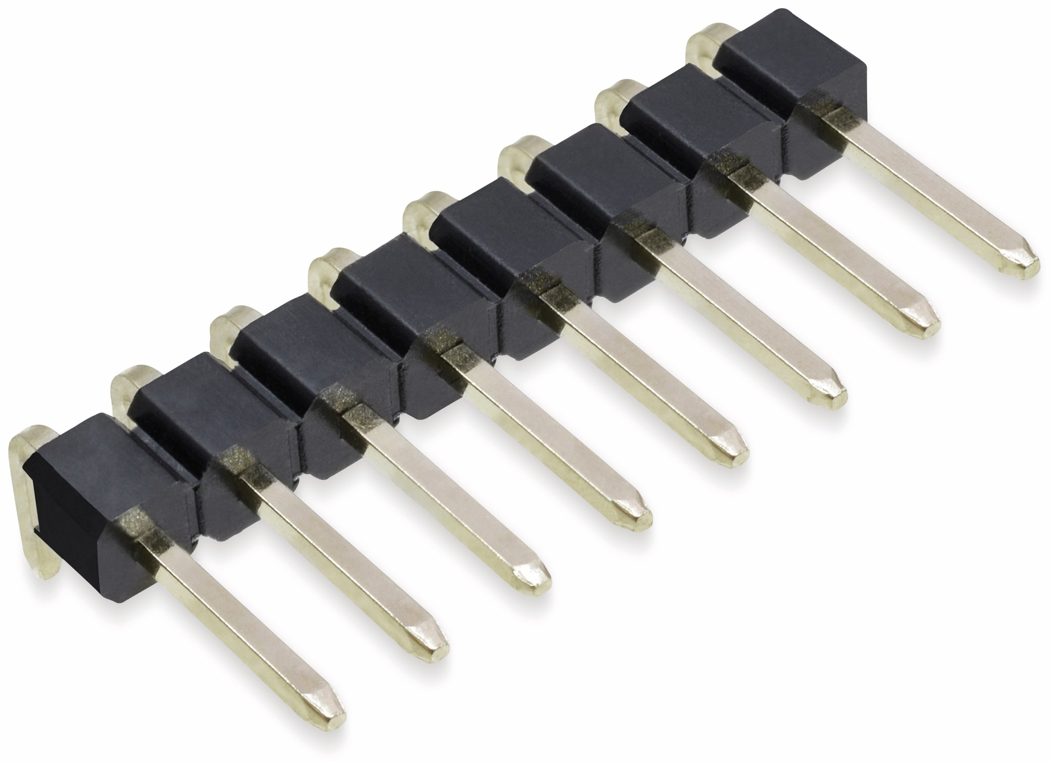 Stiftleiste, 1 x 8, 2,54 mm, gewinkelt, 0,8µ Au (Gold), 5 Stück