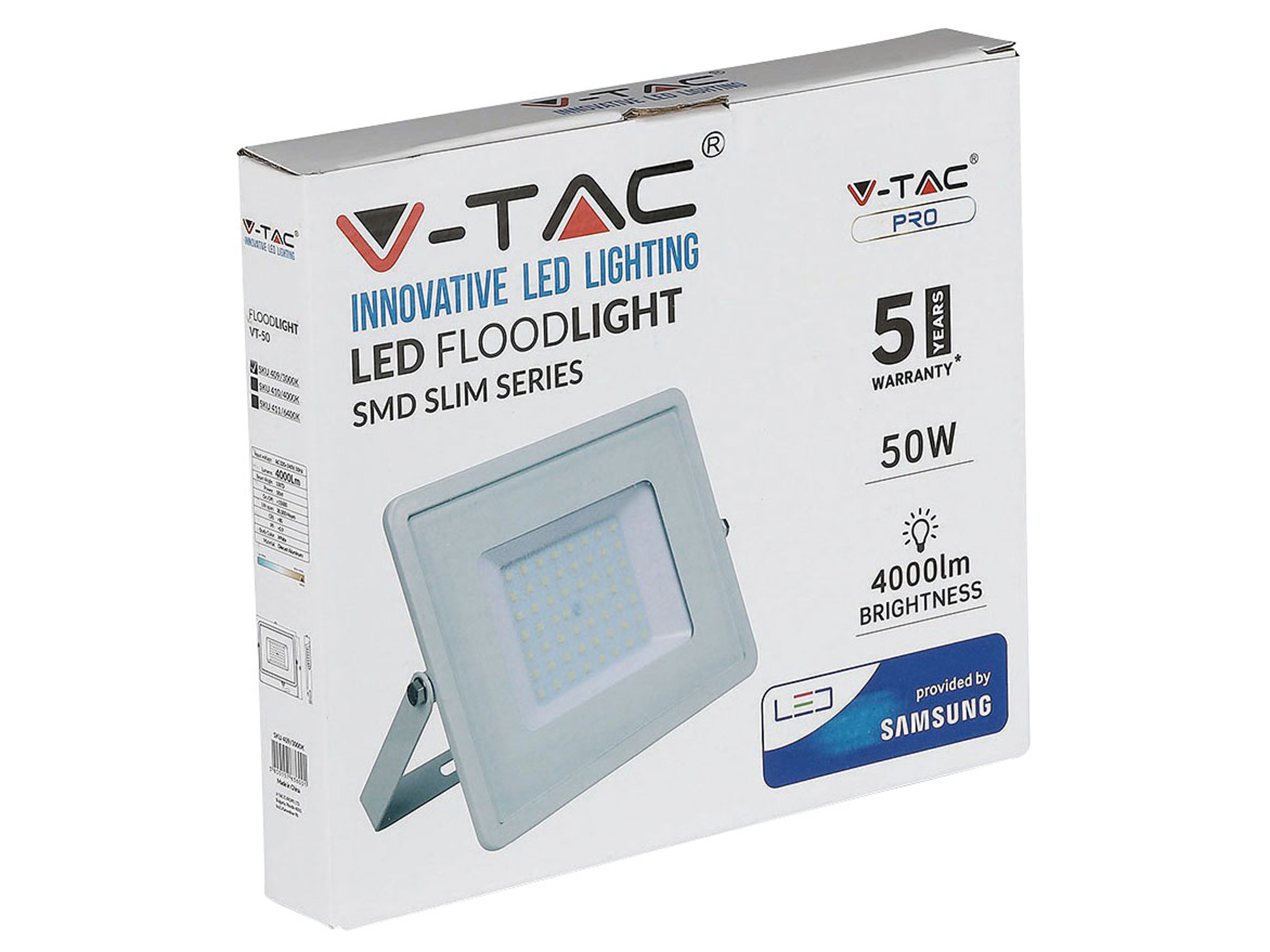 V-TAC LED-Flutlichtstrahler VT-50 (410), EEK: F, 50 W, 4000 lm, 4000K V-TAC LED-Flutlichtstrahler VT-50 (410), EEK: F, 50 W, 4000 lm, 4000K