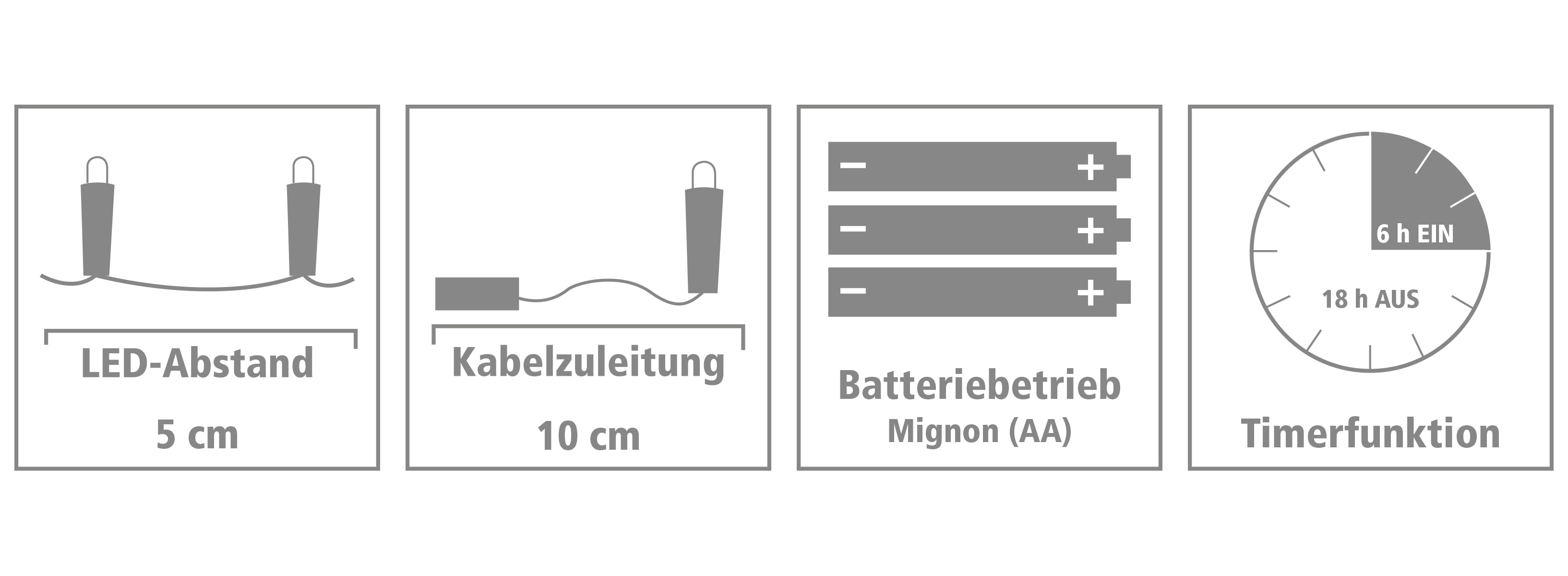LED-Lichterkette, Silberdraht, 100 LEDs, warmweiß, Batteriebetrieb, Timer
