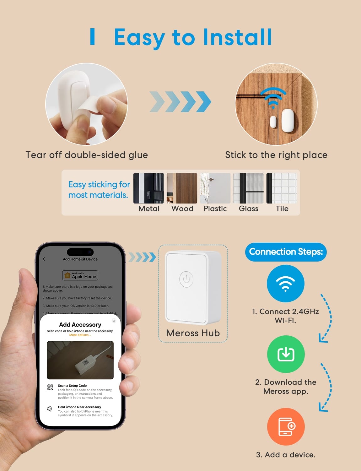 MEROSS Smart Wireless Tür-/Fenstersensor MS200HK-EU MEROSS Smart Wireless Tür-/Fenstersensor MS200HK-EU