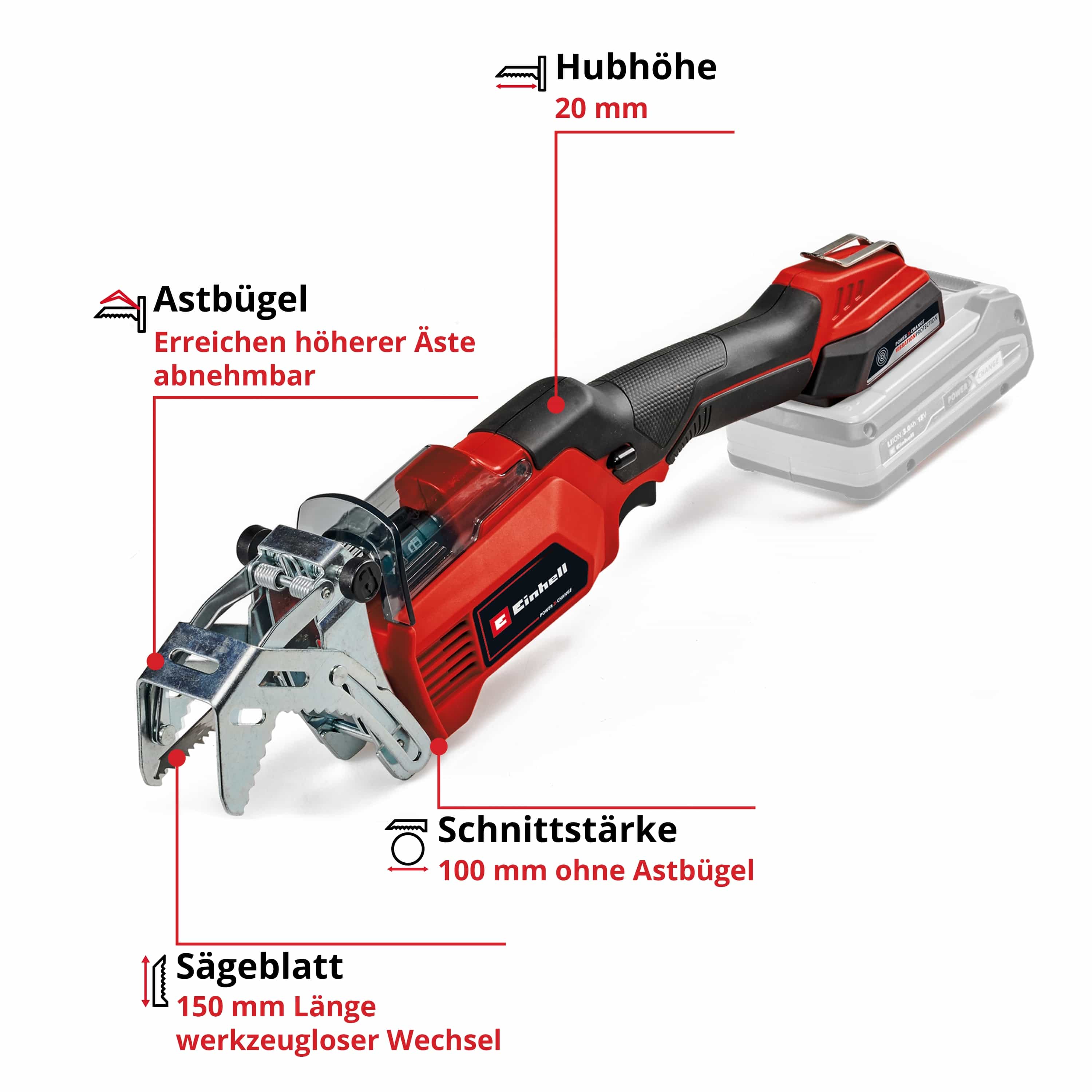 EINHELL Akku-Astsäge GE-GS 18/150 Li, 1x Akku 4,0 Ah