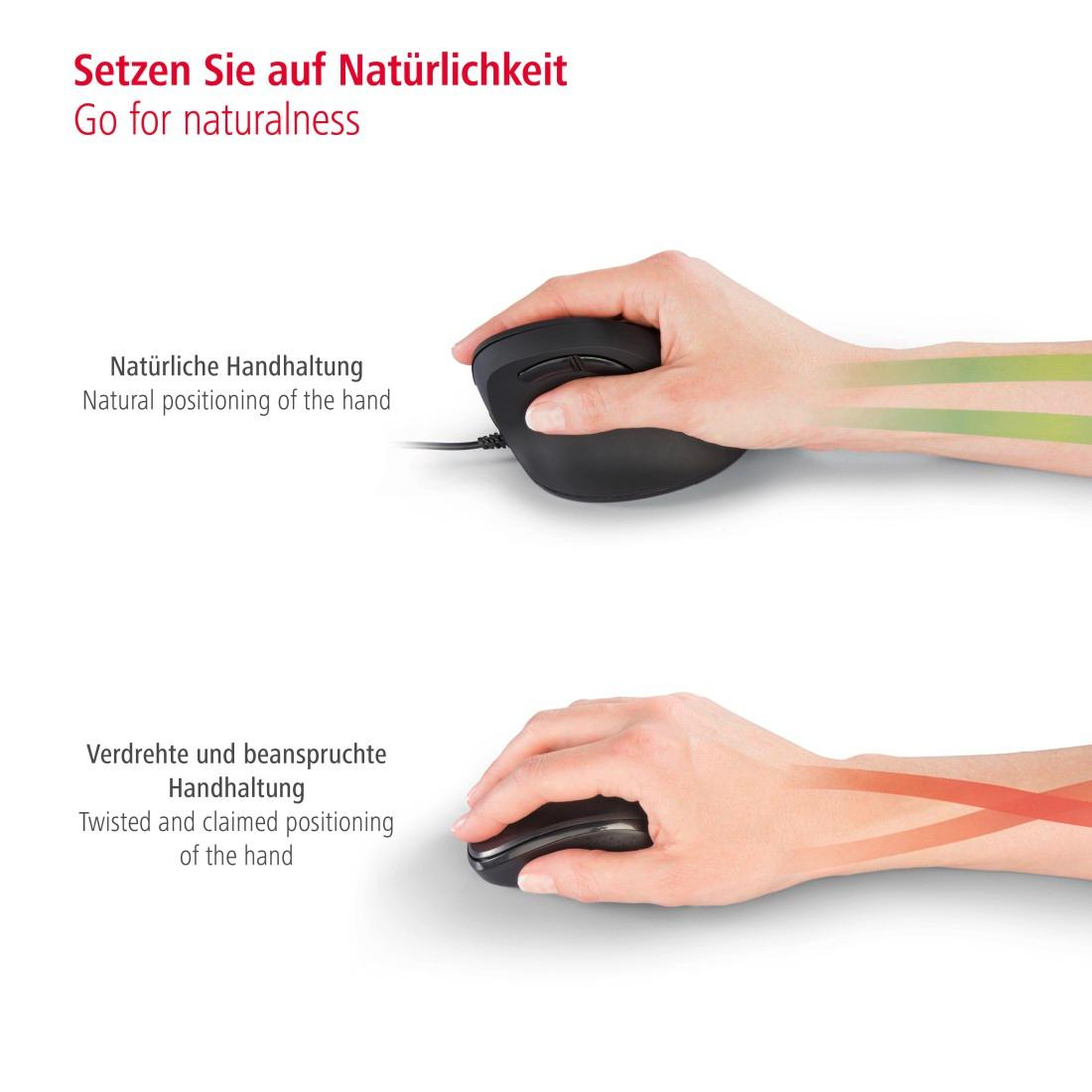 HAMA USB-Maus EMC-500, ergonomisch, 6 Tasten, schwarz