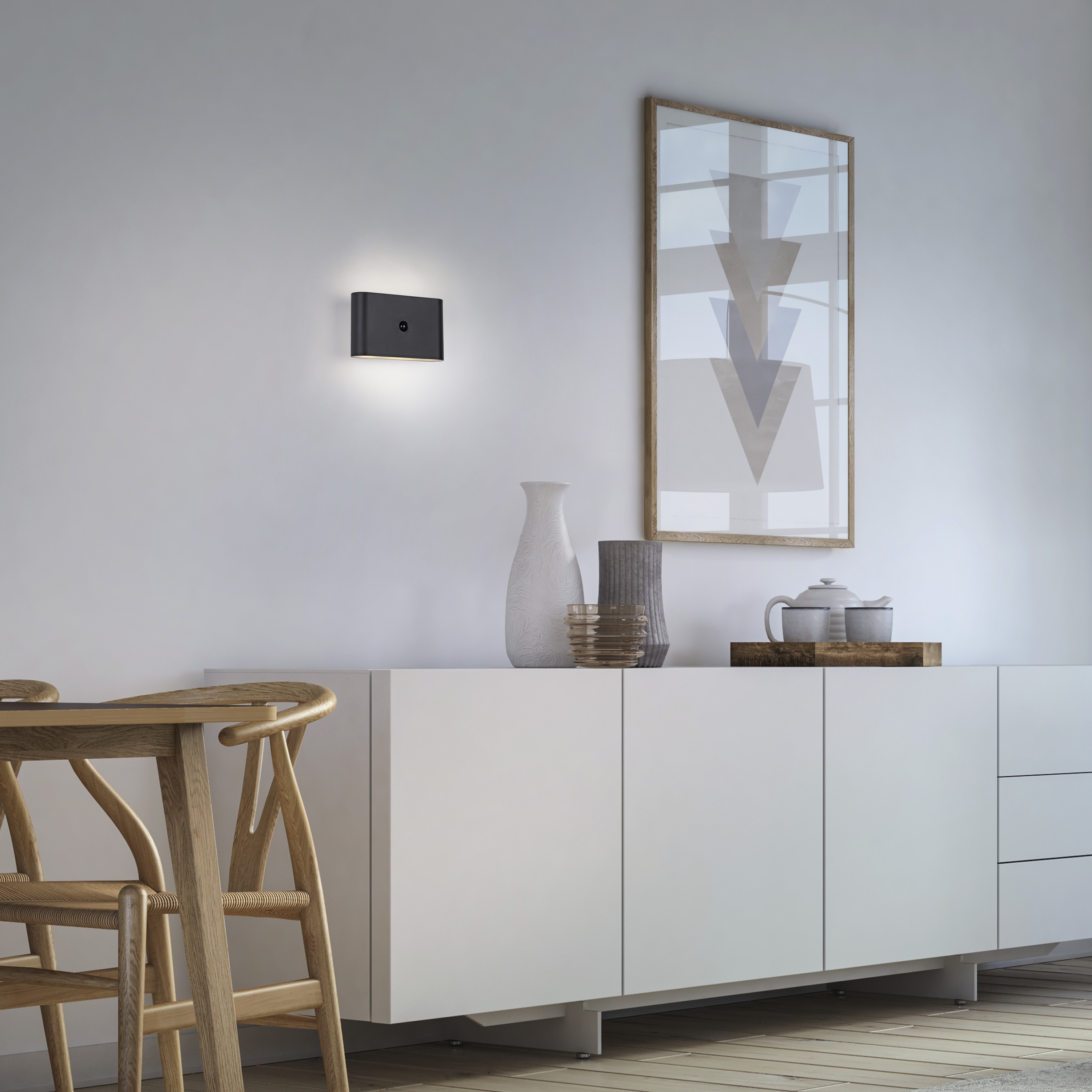 JUST LIGHT LED-Akku-Wandleuchte 19475-18, 3W, 3000K, 330lm, warmweiß, IP44, schwarz