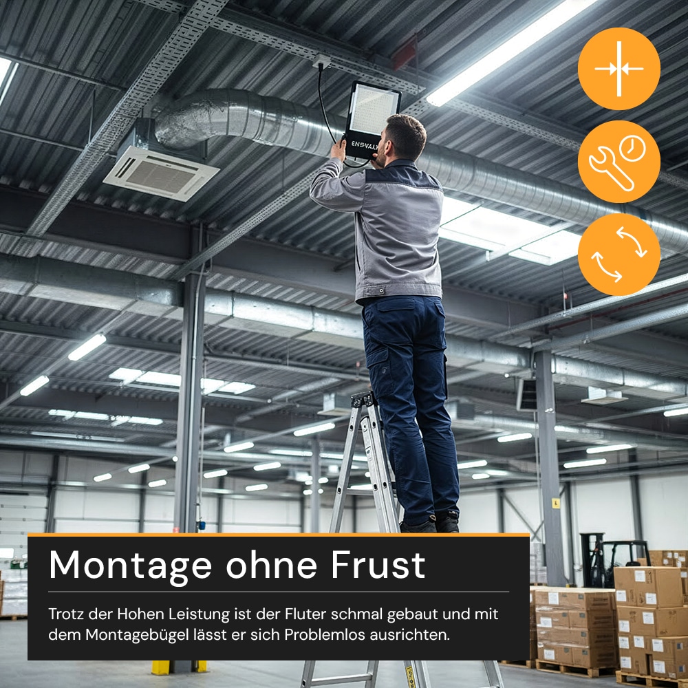 ENOVALITE LED-Fluter, EEK: E, 100W, 13000lm, 4000K, schwarz