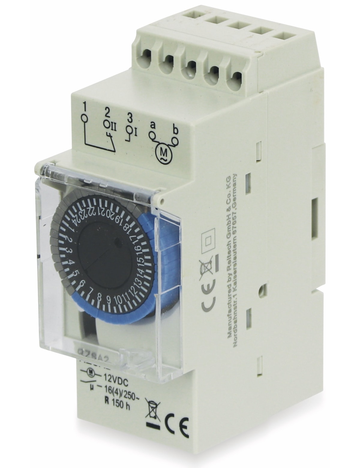 RELTECH Zeitschaltuhr RZSA2, 12 V-, DIN-Schiene, Analog