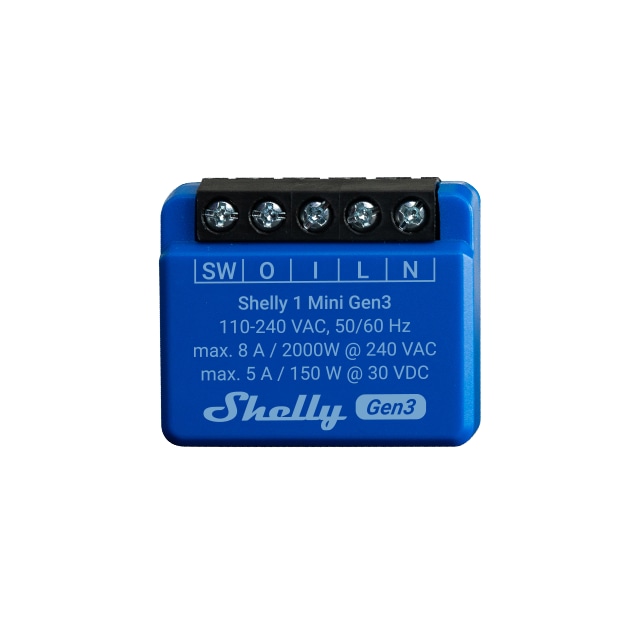 SHELLY WLAN-Schaltaktor 1 Mini Gen 3, blau SHELLY WLAN-Schaltaktor 1 Mini Gen 3, blau