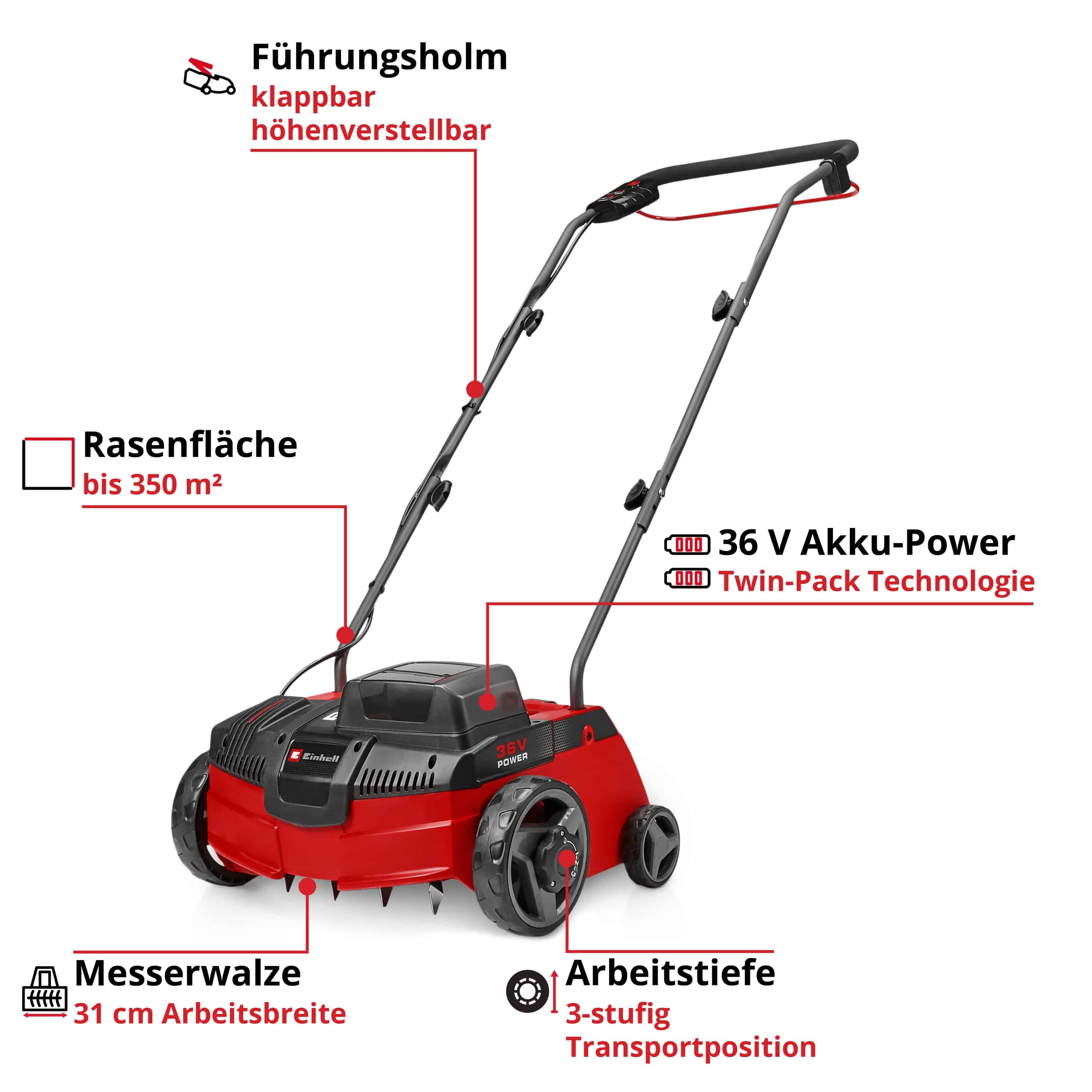EINHELL Akku-Vertikutierer GC-SC 36/31 Li, Solo EINHELL Akku-Vertikutierer GC-SC 36/31 Li, Solo