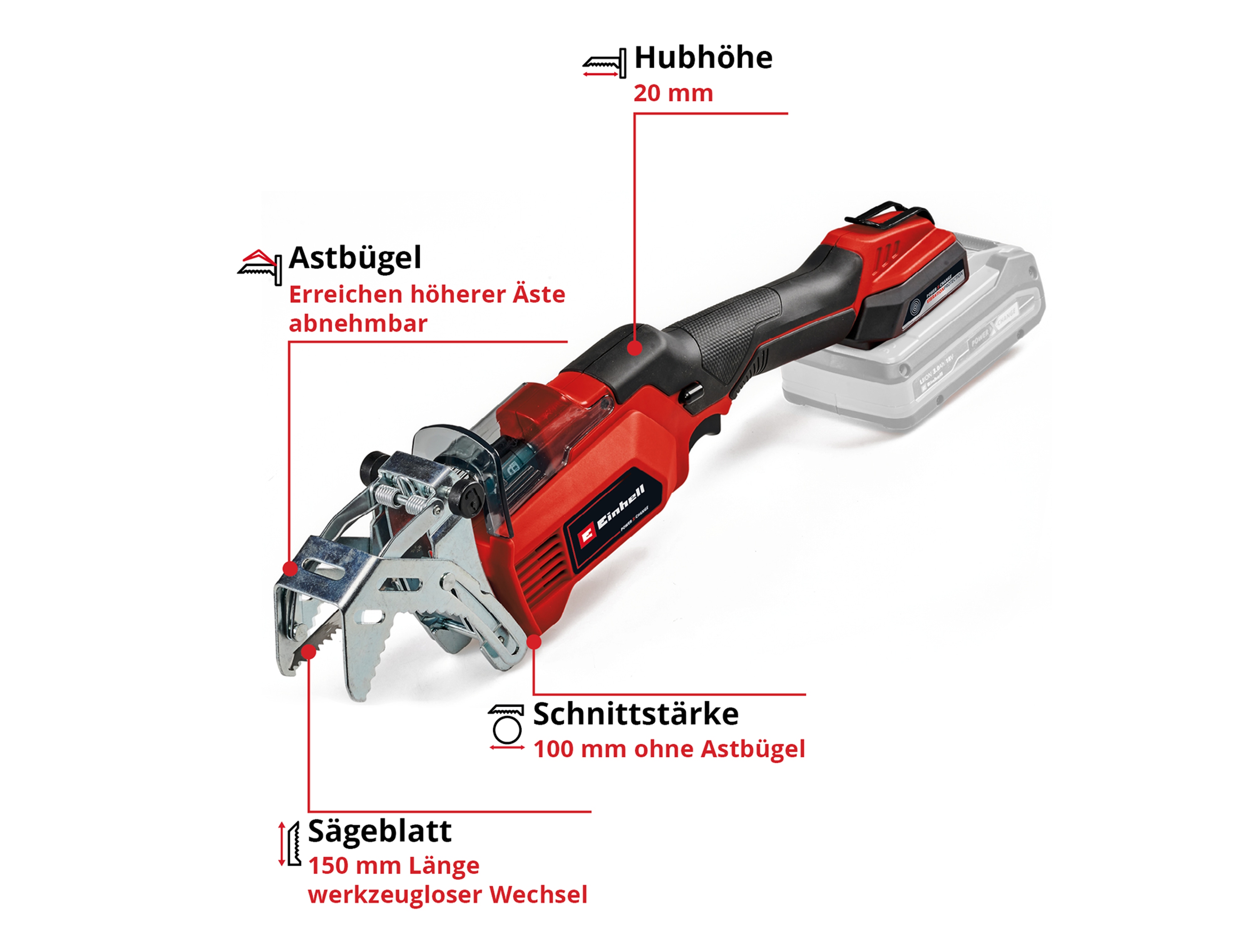 EINHELL Akku-Astsäge GE-GS 18/150 Li-Solo