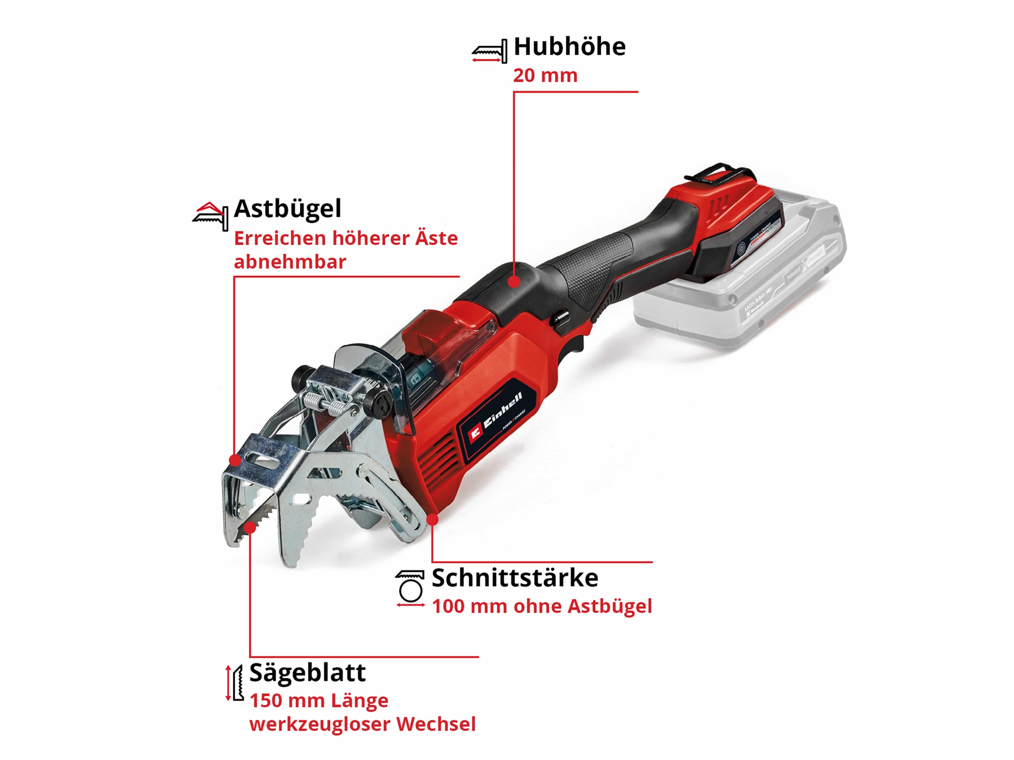 EINHELL Akku-Astsäge GE-GS 18/150 Li-Solo
