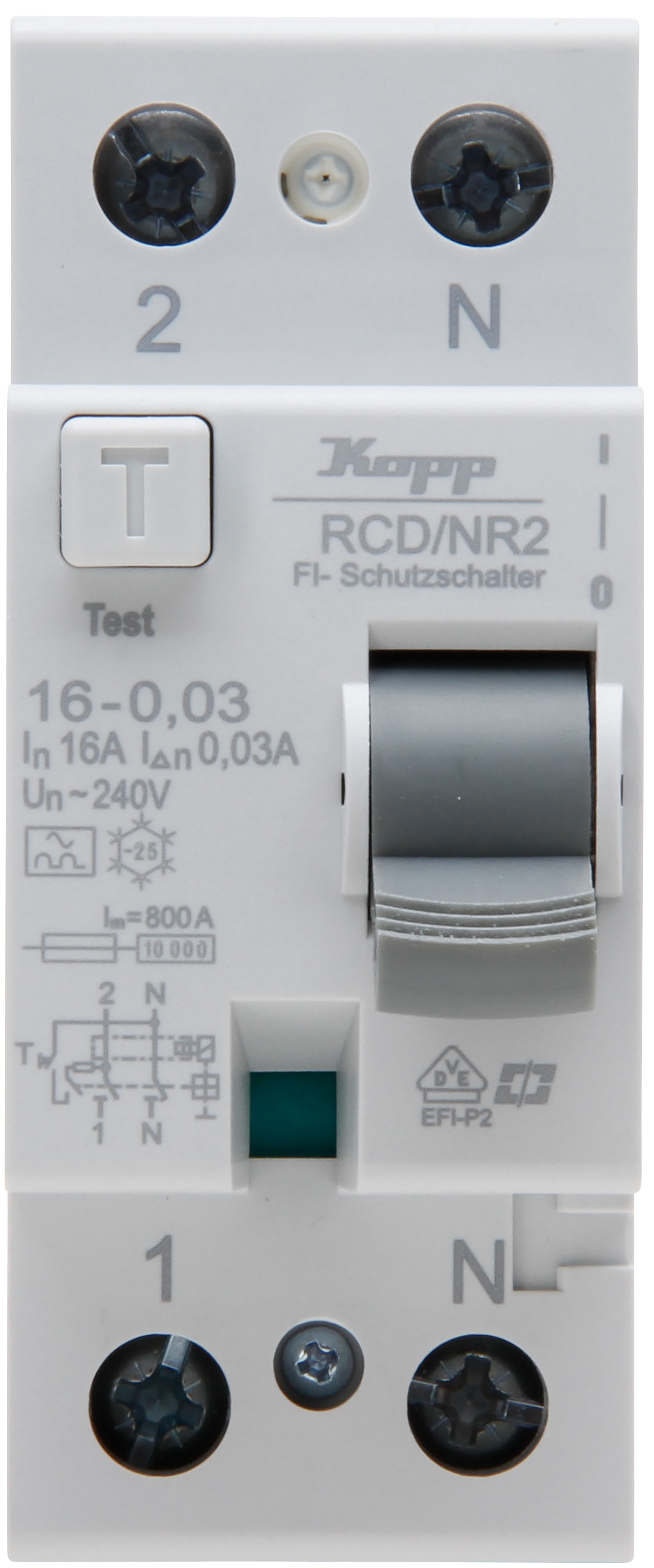 KOPP Fehlerstromschutzschalter, 16A, 2-polig, Typ A, 30 mA