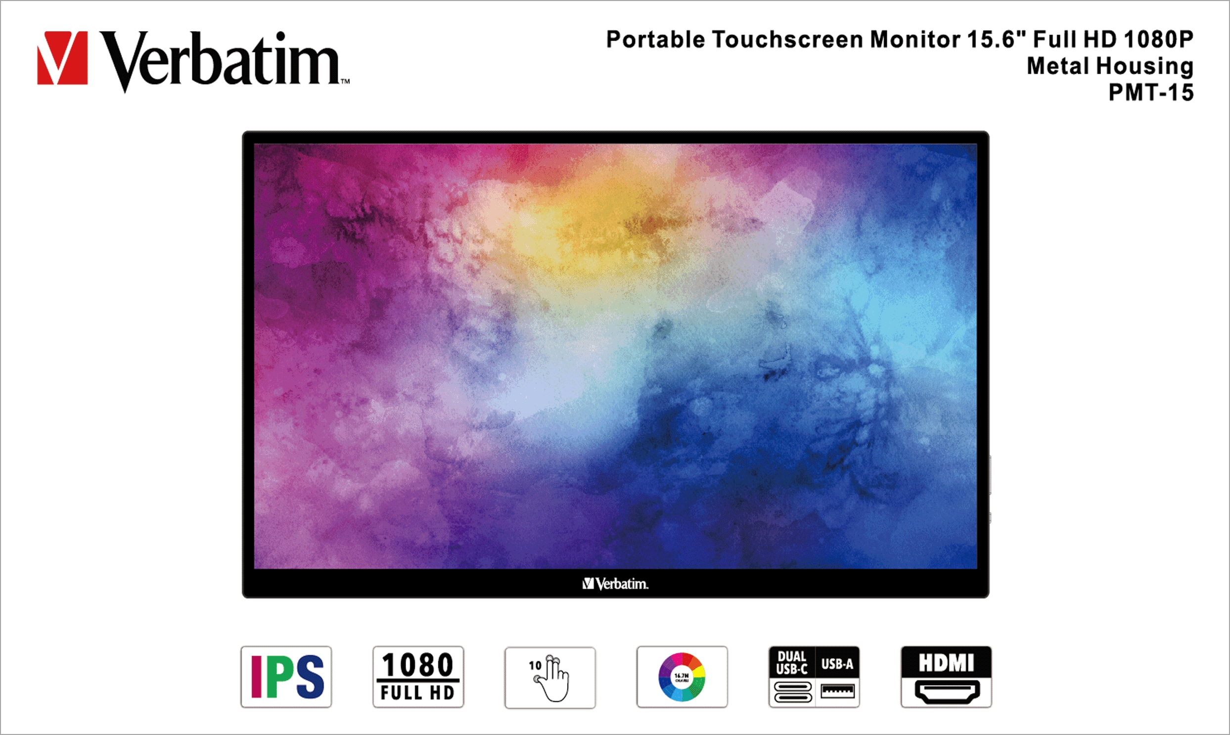 VERBATIM Tragbarer Monitor PMT-15, 39,6 cm (15.6"), HDMI, USB-C VERBATIM Tragbarer Monitor PMT-15, 39,6 cm (15.6"), HDMI, USB-C