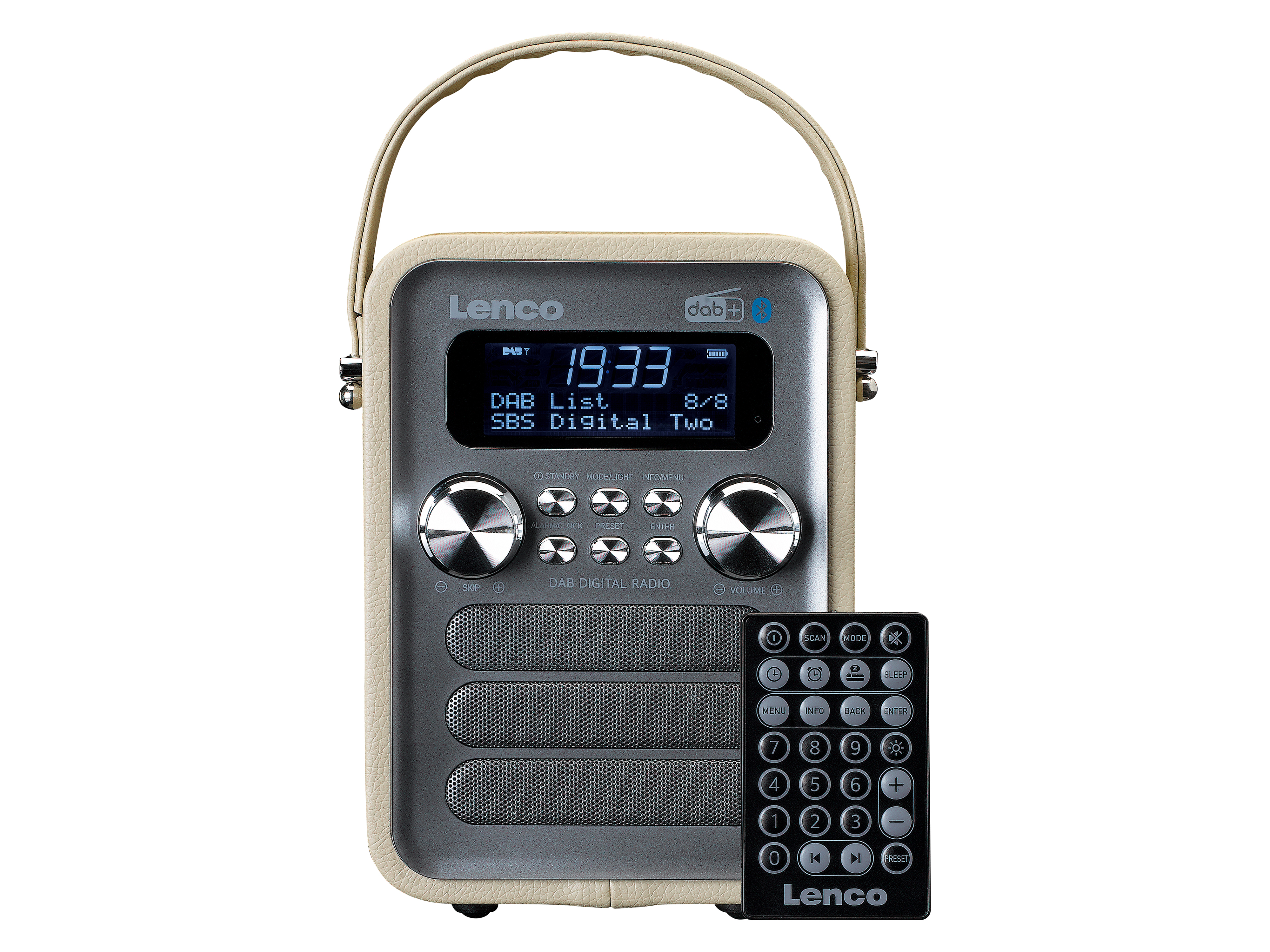 LENCO DAB+ Radio, tragbar, Bluetooth, taupe
