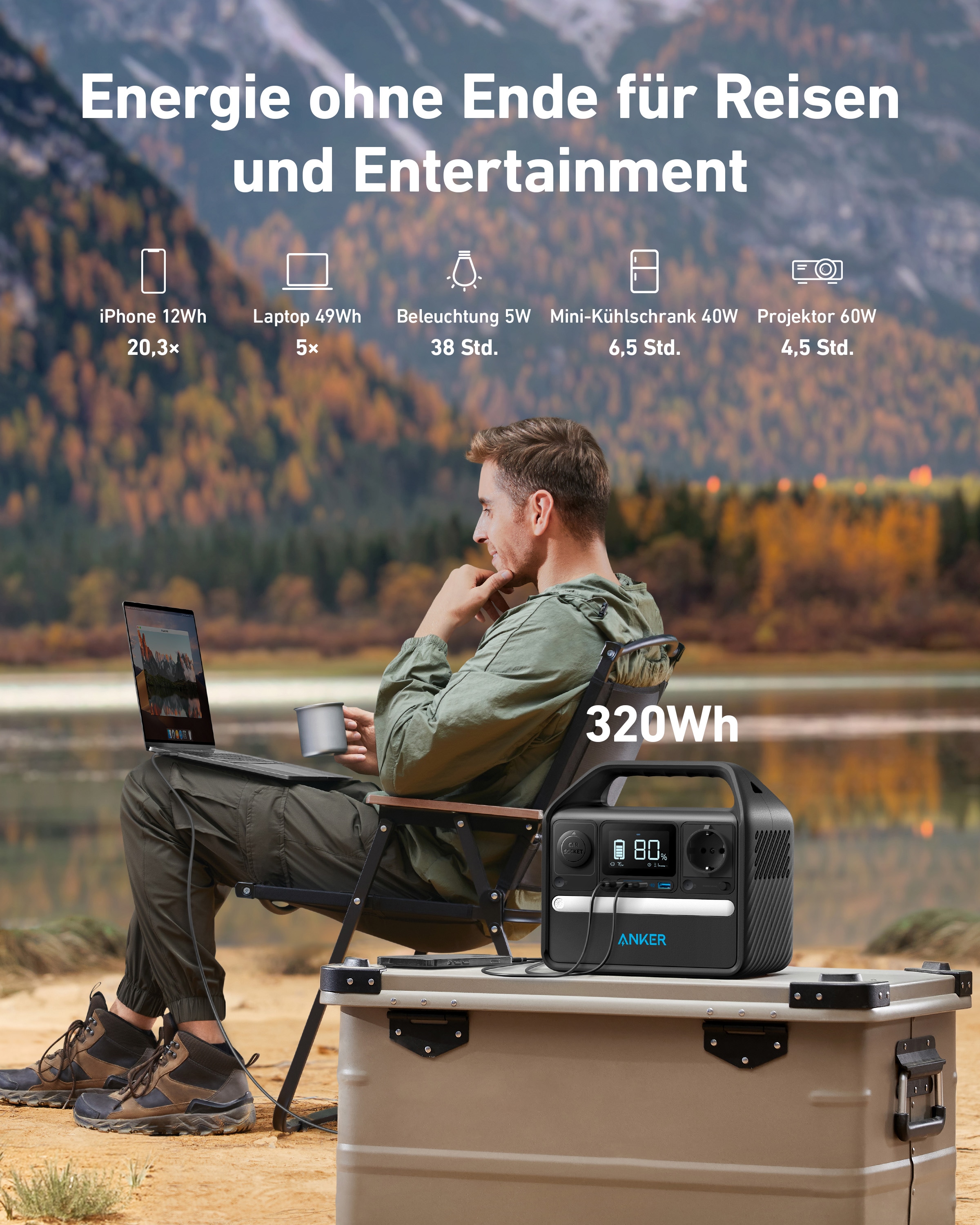 ANKER SOLIX Powerstation Powerhouse 522, 320Wh ANKER SOLIX Powerstation Powerhouse 522, 320Wh