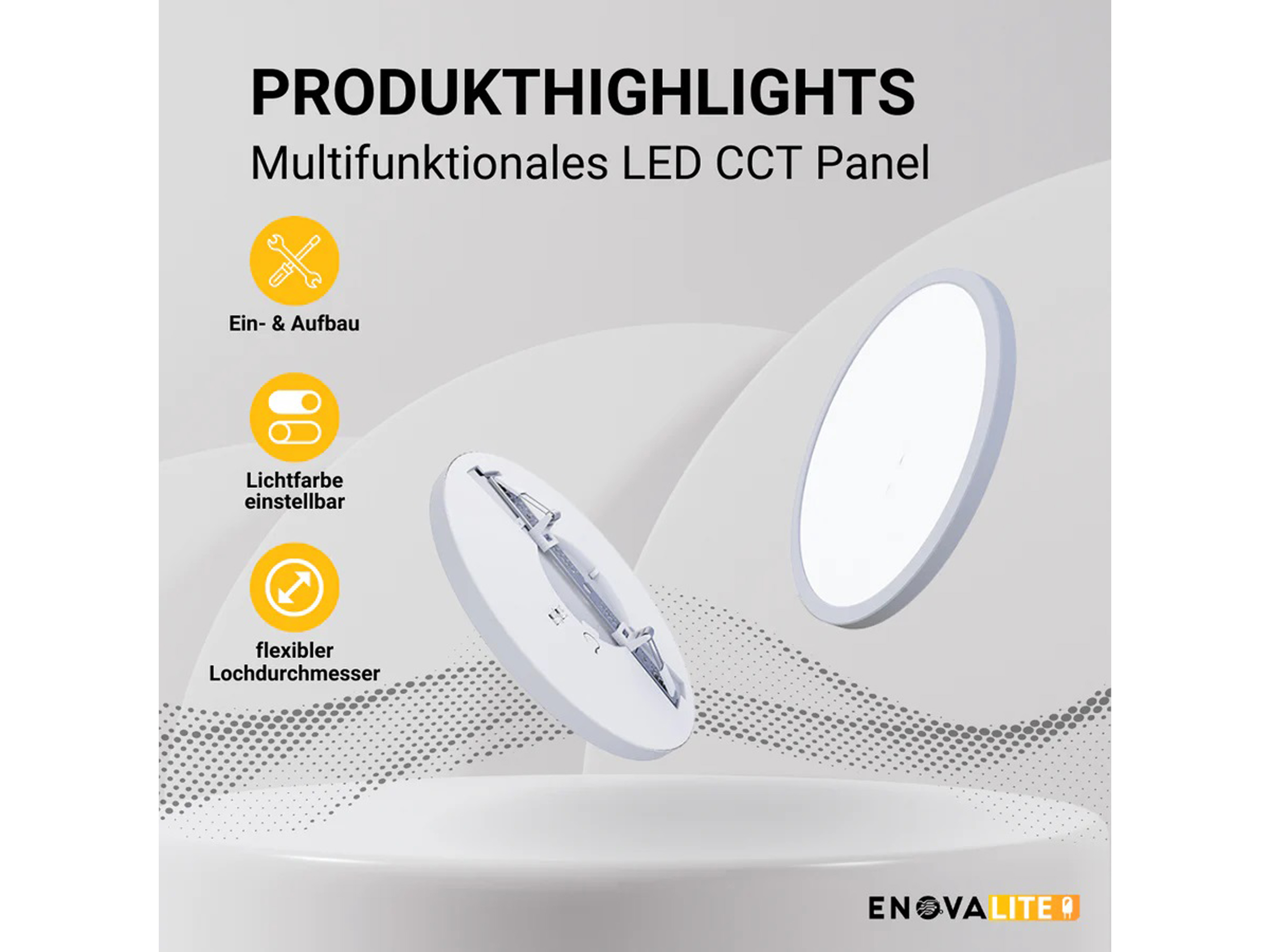 ENOVALITE LED-Panel, EEK: F, 18W, 1880lm, CCT, ø225