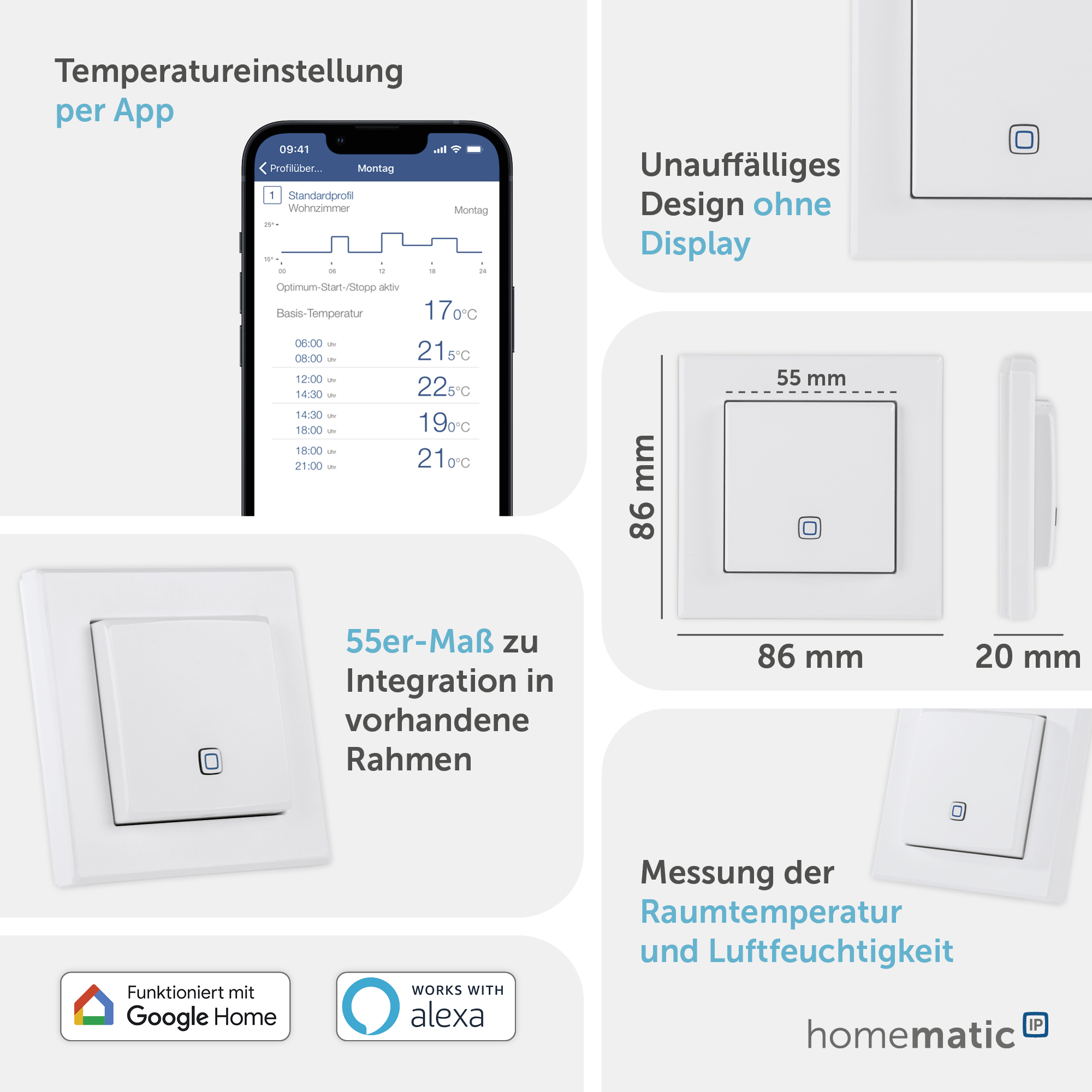 HOMEMATIC IP Smart Home 150181A0, Temp. und Luftfeucht. Sensor