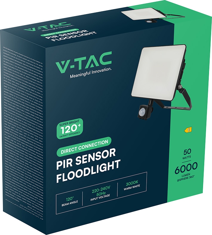 V-TAC LED-Fluter, VT-4949-FC, EEK: E, 50 W, 6000 lm, 6500 K, IP65, kaltweiß
