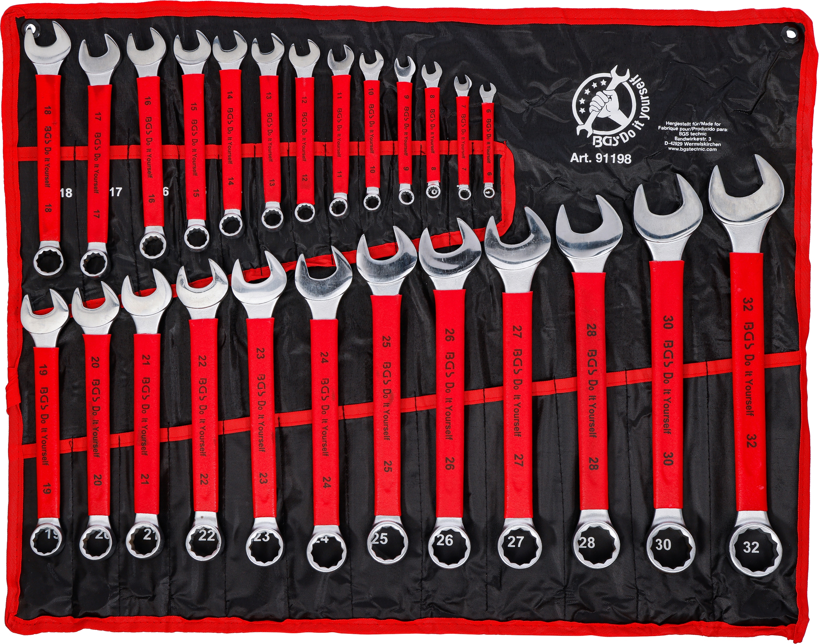 BGS TECHNIC Maul-Ringschlüssel-Satz, 91198, SW 6-32 mm, 25-teilig