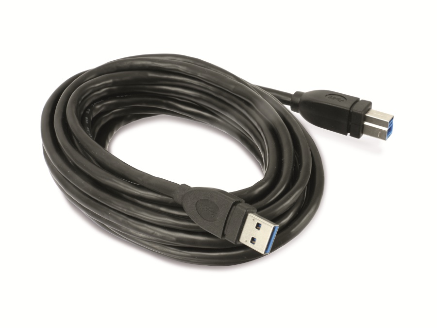 HAMA USB3.0 Anschlusskabel, A/B, 5 m, schwarz HAMA USB3.0 Anschlusskabel, A/B, 5 m, schwarz
